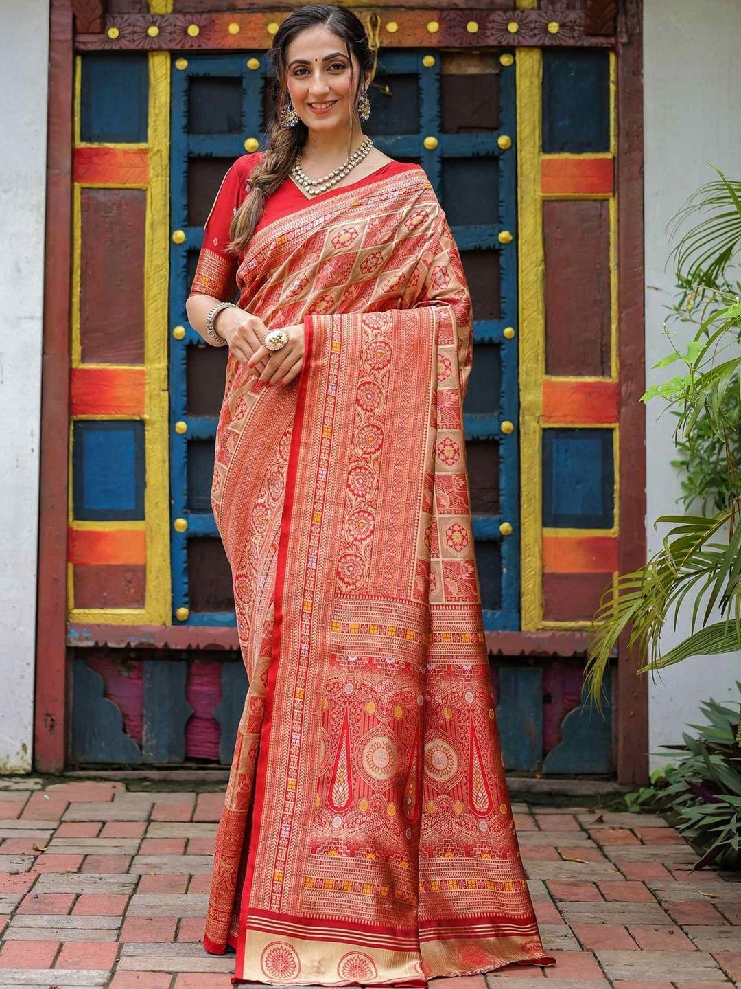 Mitera Ethnic Motifs Zari Silk Blend Kota Saree-picture-33