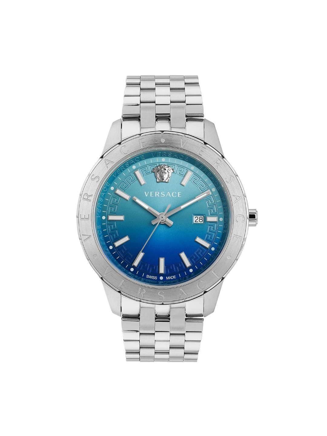 Versace Men Dial & Stainless Steel Bracelet Style Straps Analogue Date Aperture Watch VE2C01125-picture-13