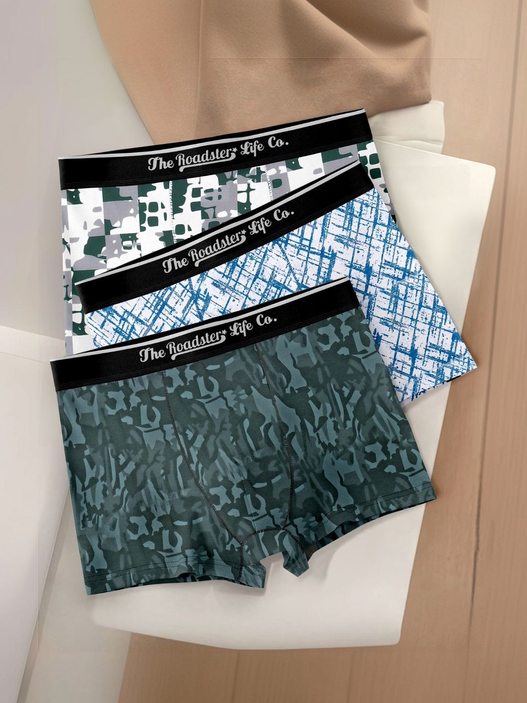 The Roadster Lifestyle Co Pack Of 3 Printed Breathable Trunks-picture-36