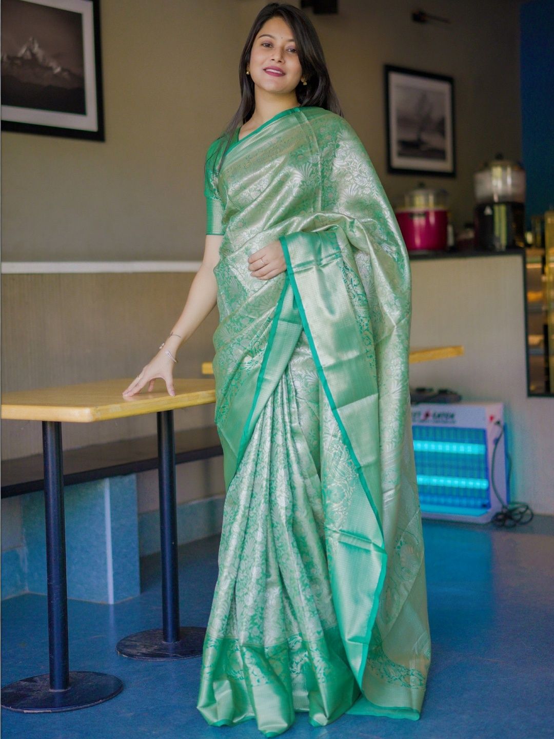 KALINI Floral Zari Silk Blend Saree-picture-27