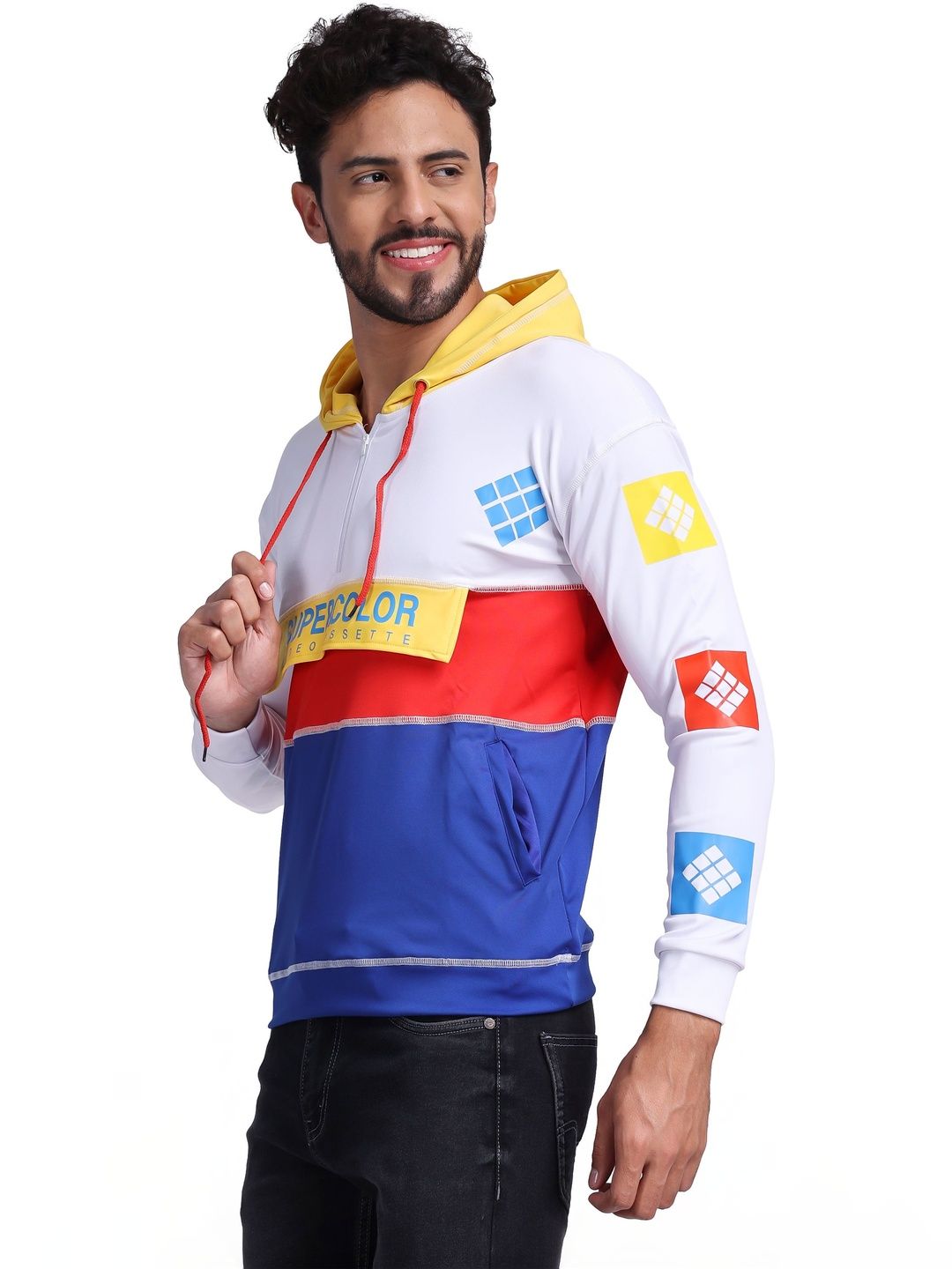 YELLOW TREE Men Colourblocked Hooded Sweatshirt-picture-13