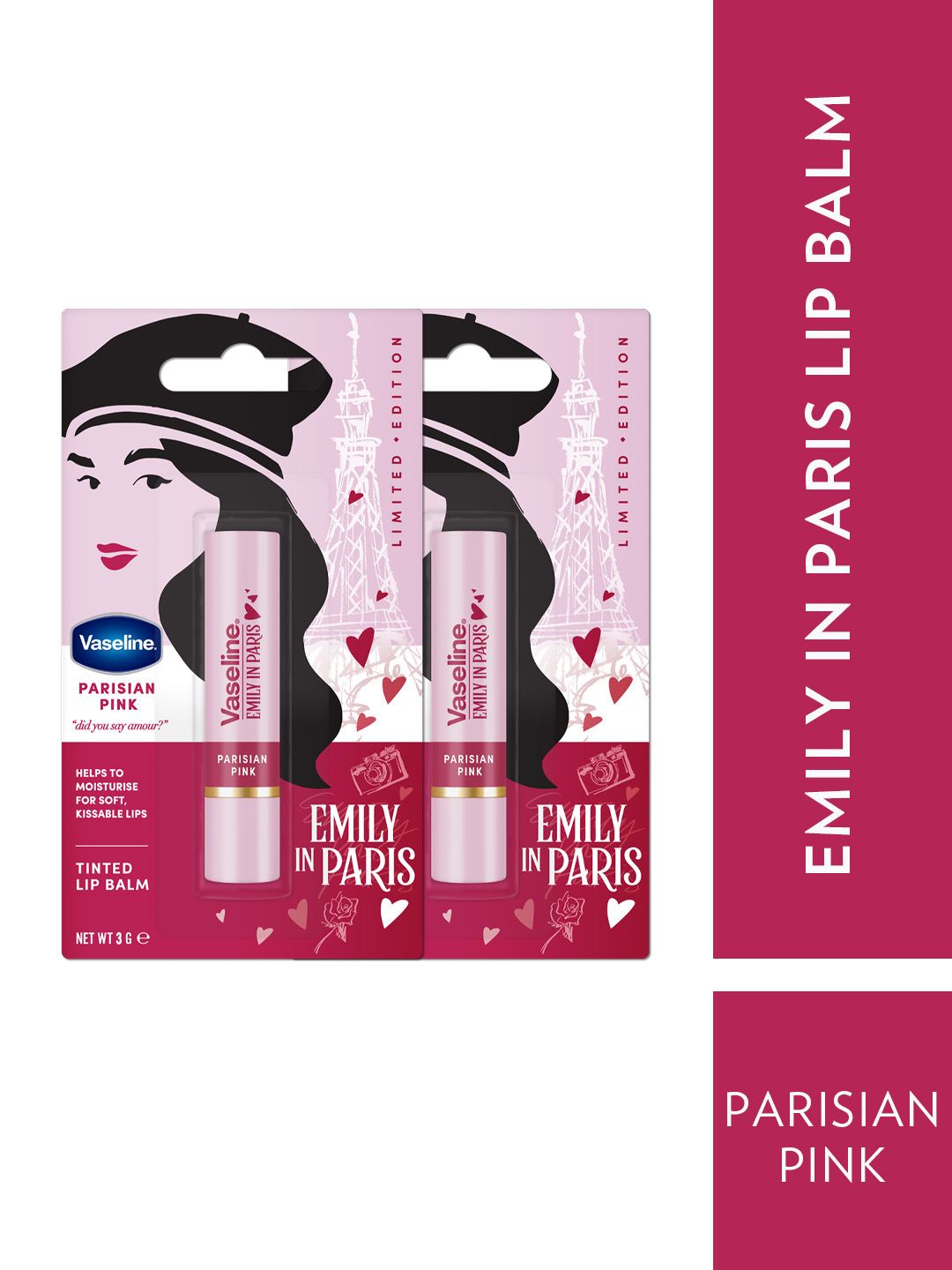Vaseline Set of 2 Emily in Paris Limited Edition Tinted Lip Balm - Parisian Pink-picture-12