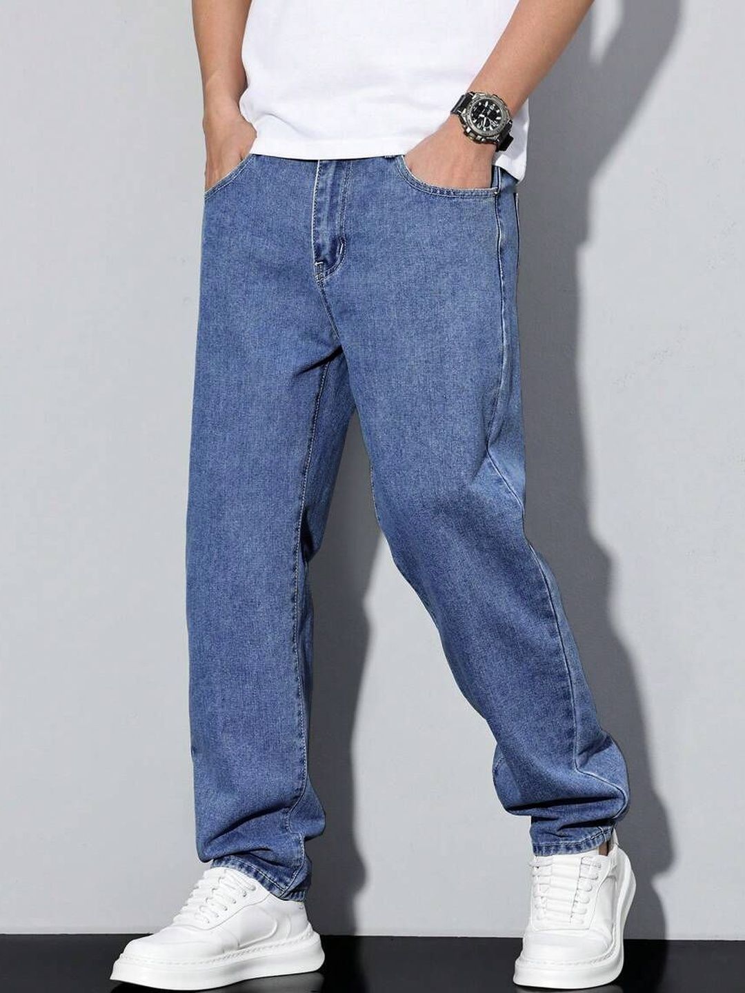 RAGZO Men Relaxed Fit Mid-Rise Light Fade Stretchable Jeans-picture-41