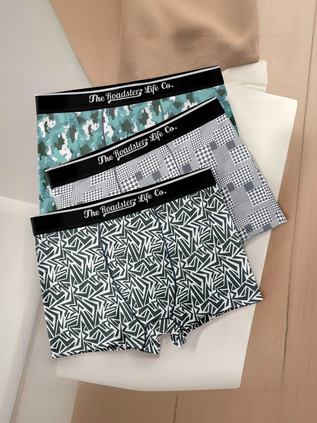 The Roadster Lifestyle Co Pack Of 3 Printed Breathable Trunks-picture-27
