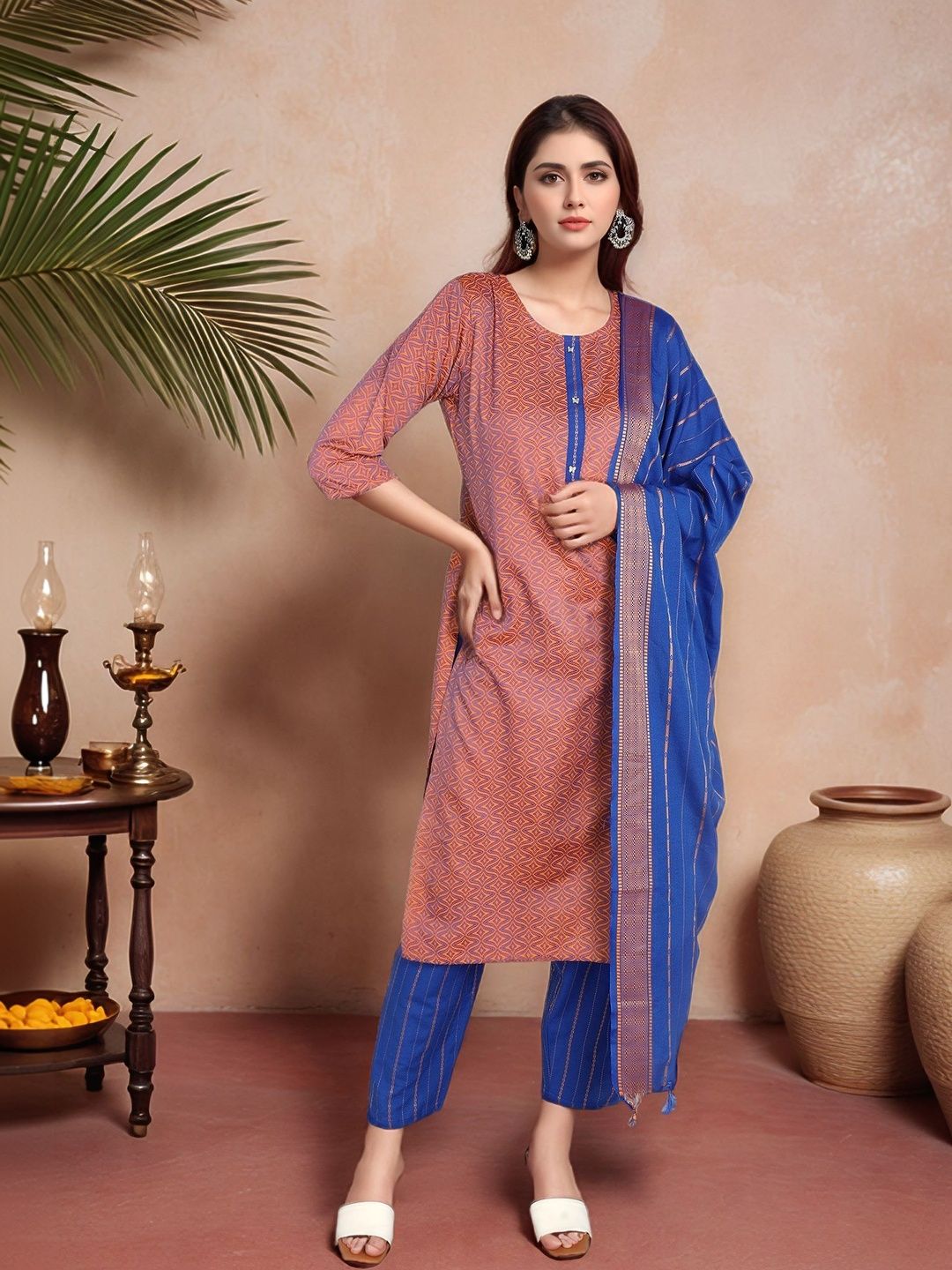 Anouk Rustic Women Printed Regular Pure Cotton Kurta with Trousers & With Dupatta-picture-19