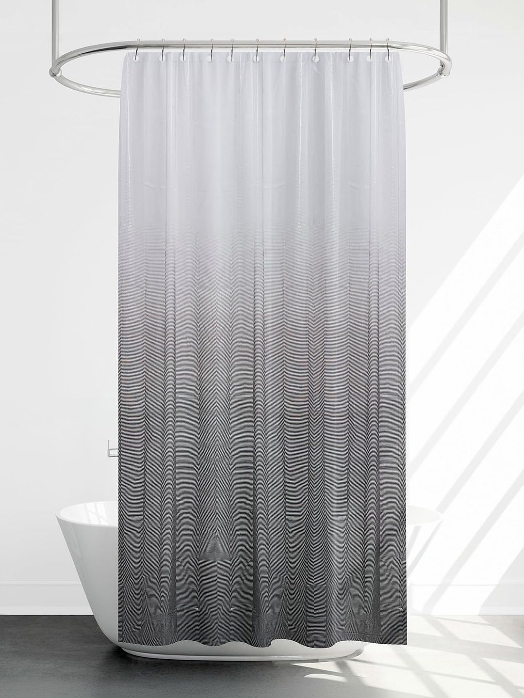 paperi Black & Grey Printed Water-Repellent Shower Curtains-picture-31