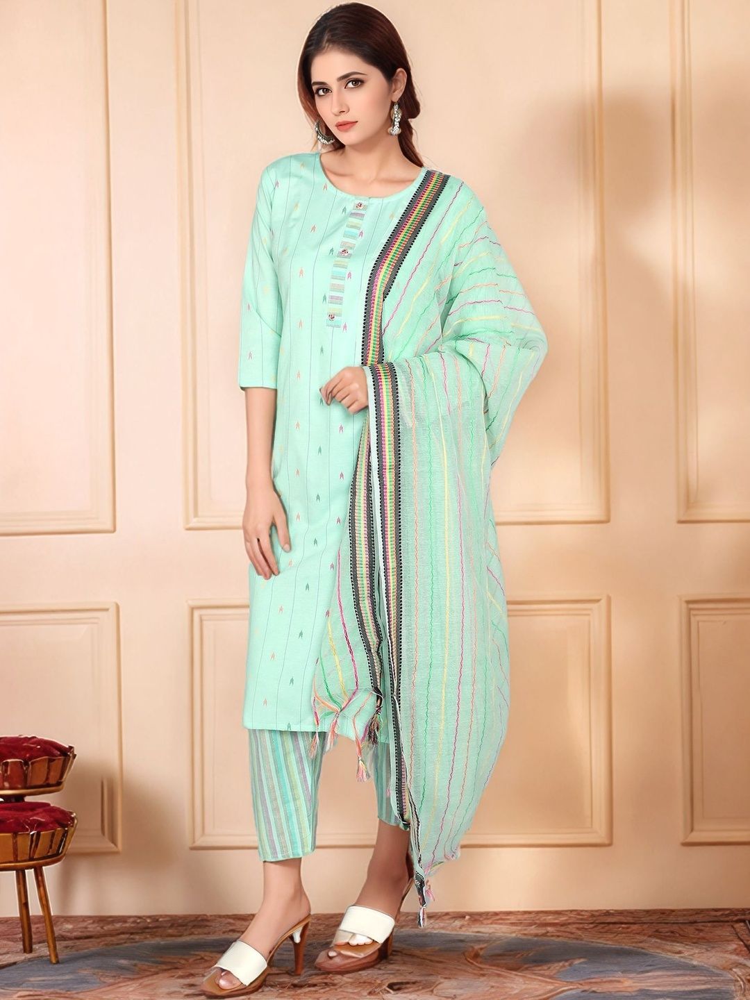 Anouk Rustic Women Printed Regular Pure Cotton Kurta with Trousers & With Dupatta-picture-22