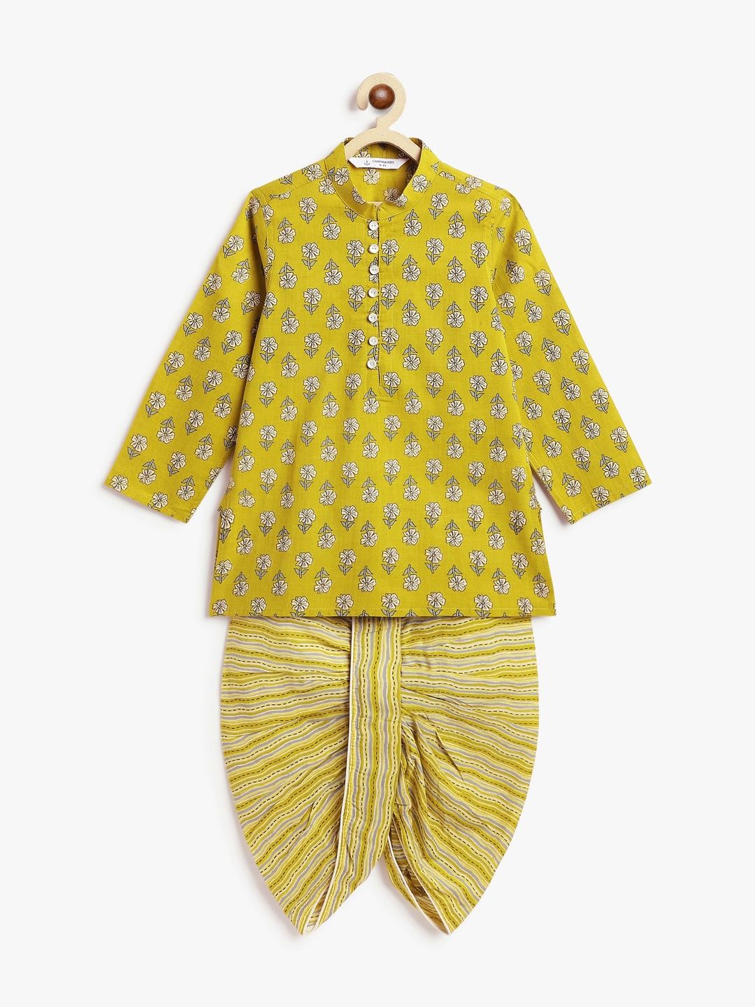 Campana Boys Floral Printed Regular Pure Cotton Kurta with Dhoti Pants-picture-32