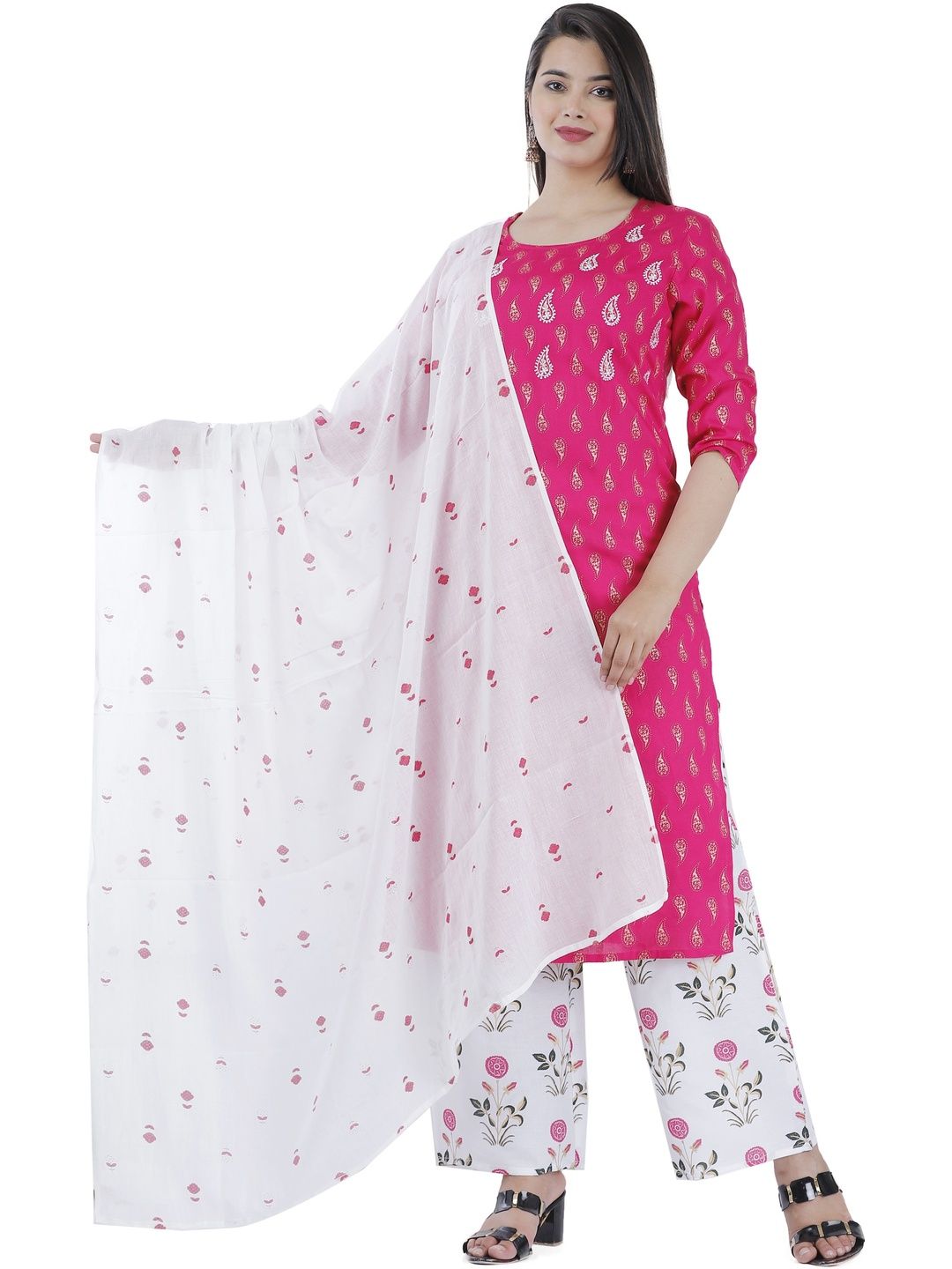 Vishakha Style Women Paisley Printed Regular Kurta with Palazzos & With Dupatta-picture-22