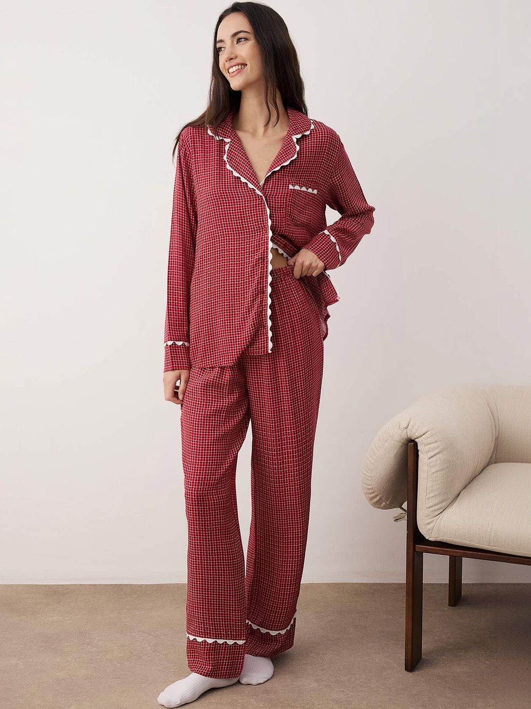 Trendyol Women Checked Night suit-picture-28
