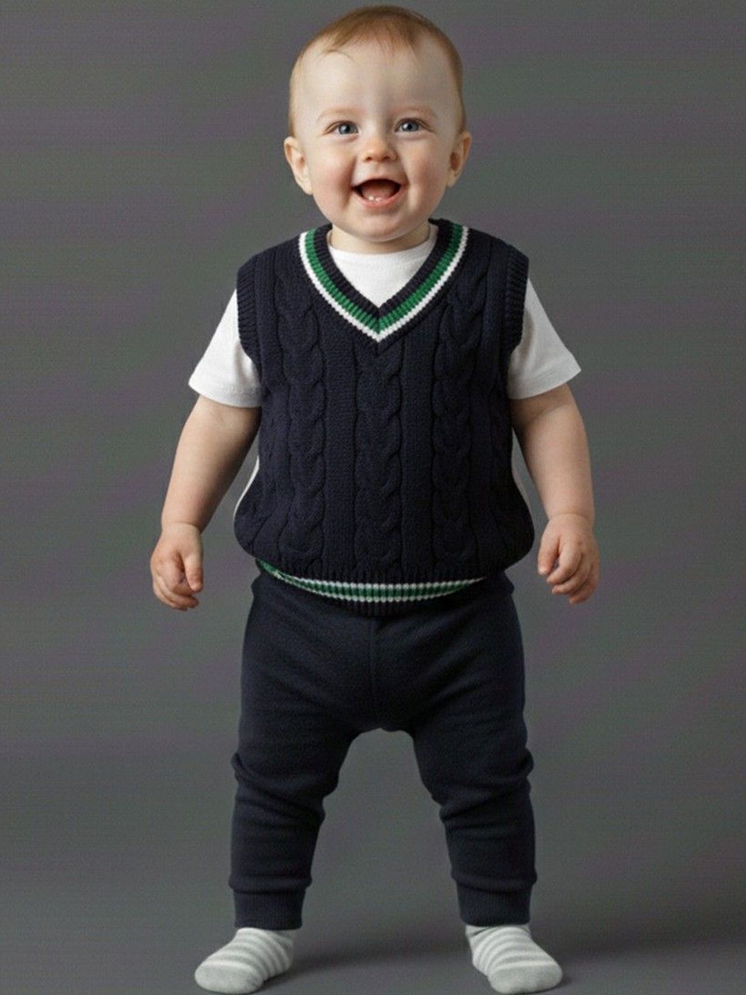 YK Unisex Kids Cable Knit Sweater Vest-picture-48