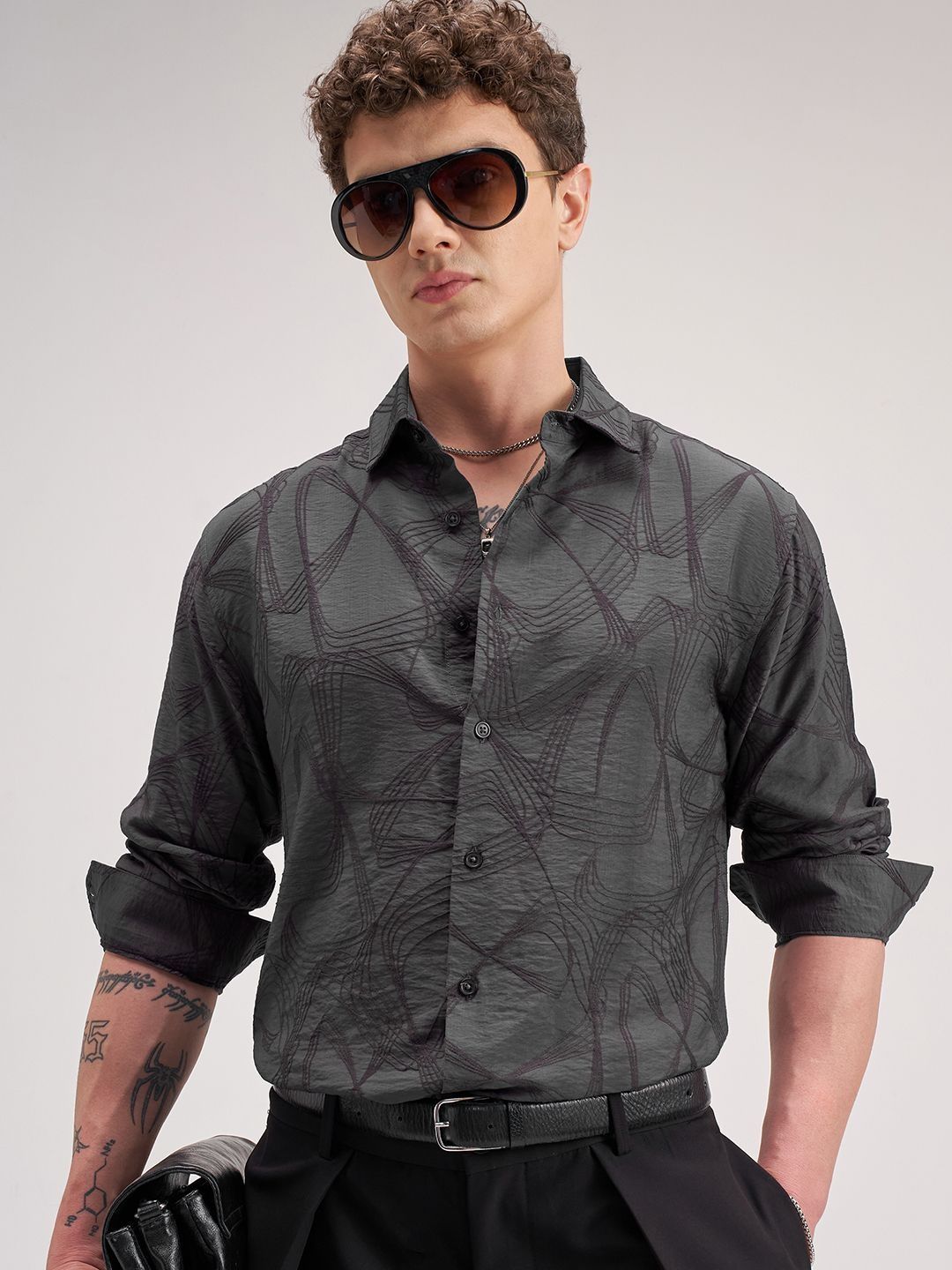 HIGHLANDER Men Slim Fit Printed Casual Shirt-picture-19