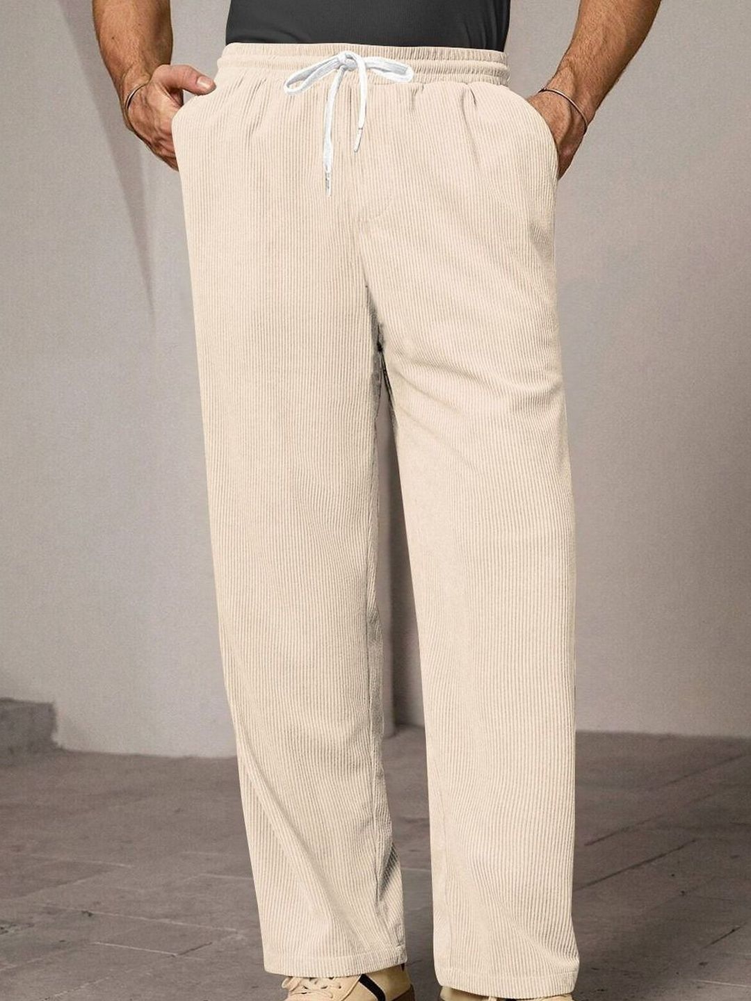 COMBRAIDED Men Relaxed Straight Leg Loose Fit Trousers-picture-41