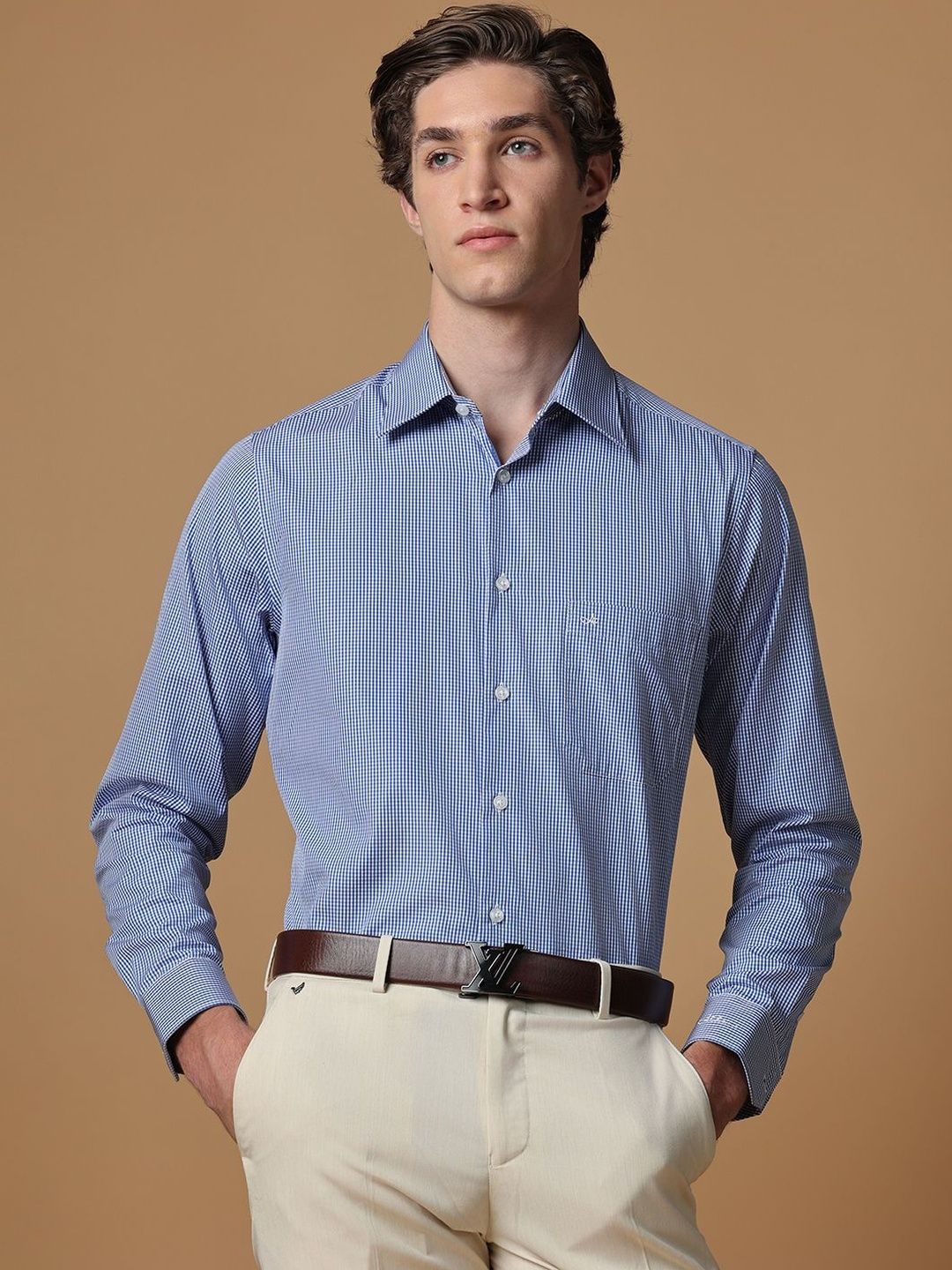 Aldeno Men Standard Micro Checks Checked Semiformal Shirt-picture-24