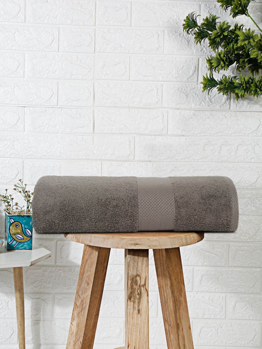 Mulberry Living Charcoal & Grey 1 Terry Cotton 550 GSM Bath Towel-image-12