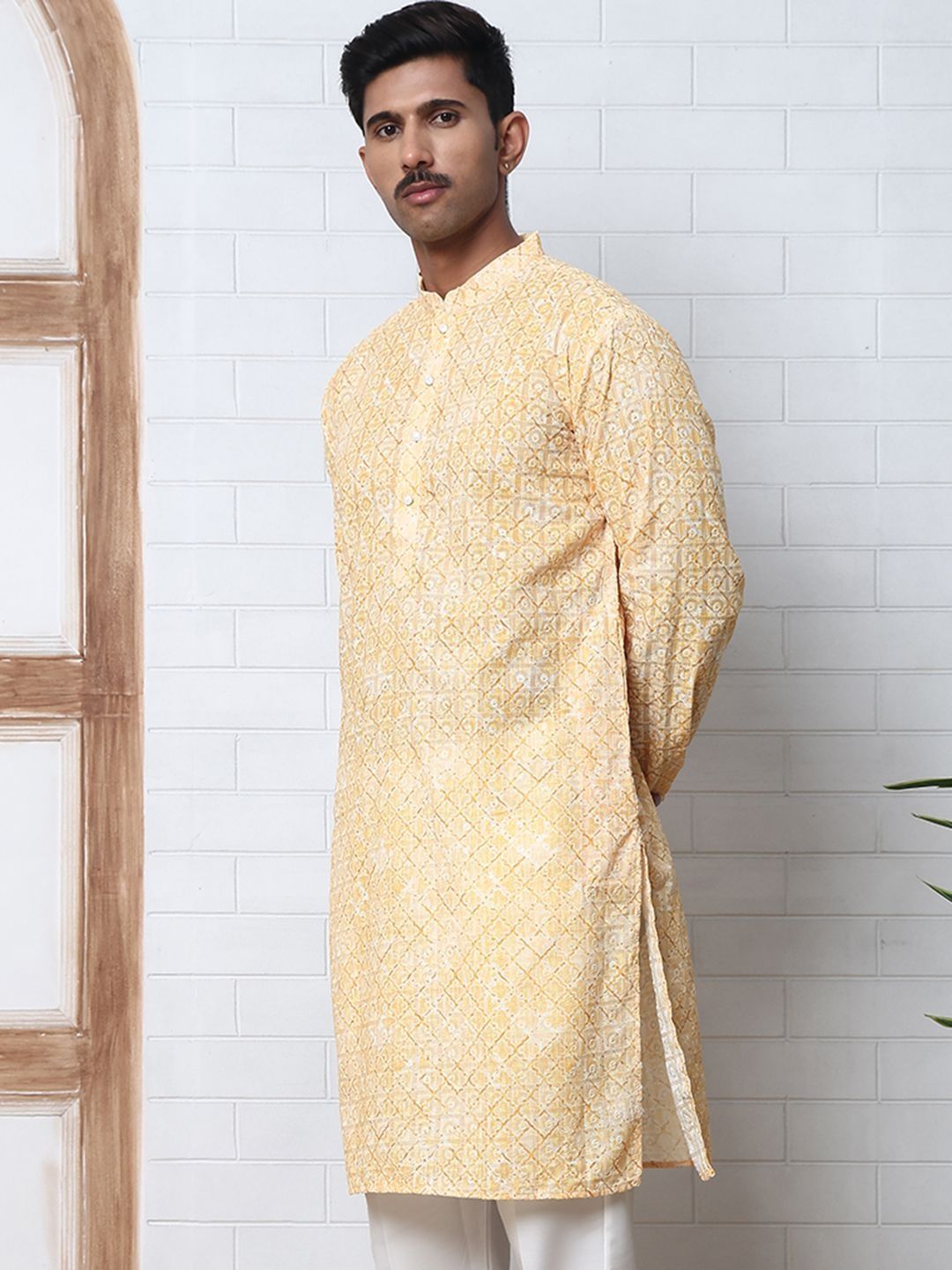 Jompers Men Ethnic Motifs Embroidered Chikankari Indie Prints Kurta-picture-22