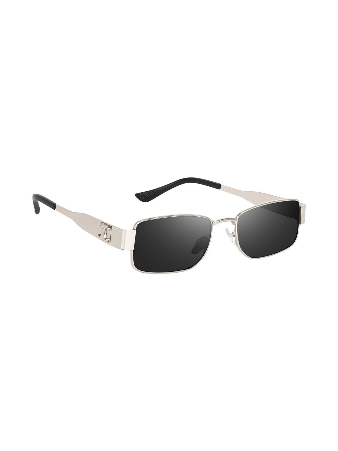 FUNGLASSES Unisex Black Lens & Steel-Toned Wayfarer Sunglasses with-image-28