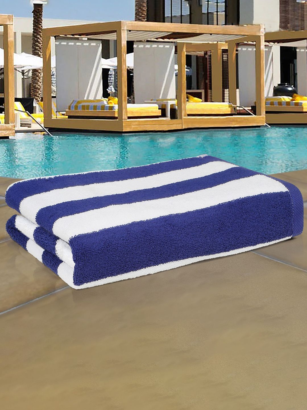Mulberry Living Blue & White Striped Pure Cotton 600 GSM Beach Towels-image-30