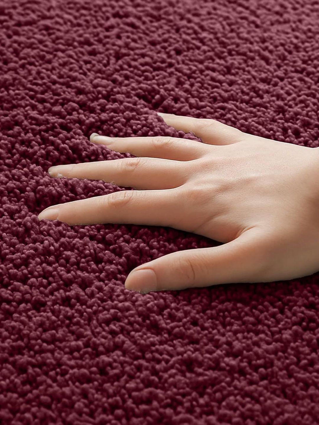 enera Maroon Textured 3000 GSM Anti-Skid Bath Rug-image-22