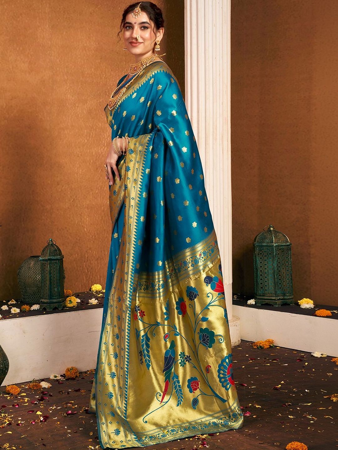 SANISA Ethnic Motifs Zari Silk Blend Heavy Work Saree-picture-27