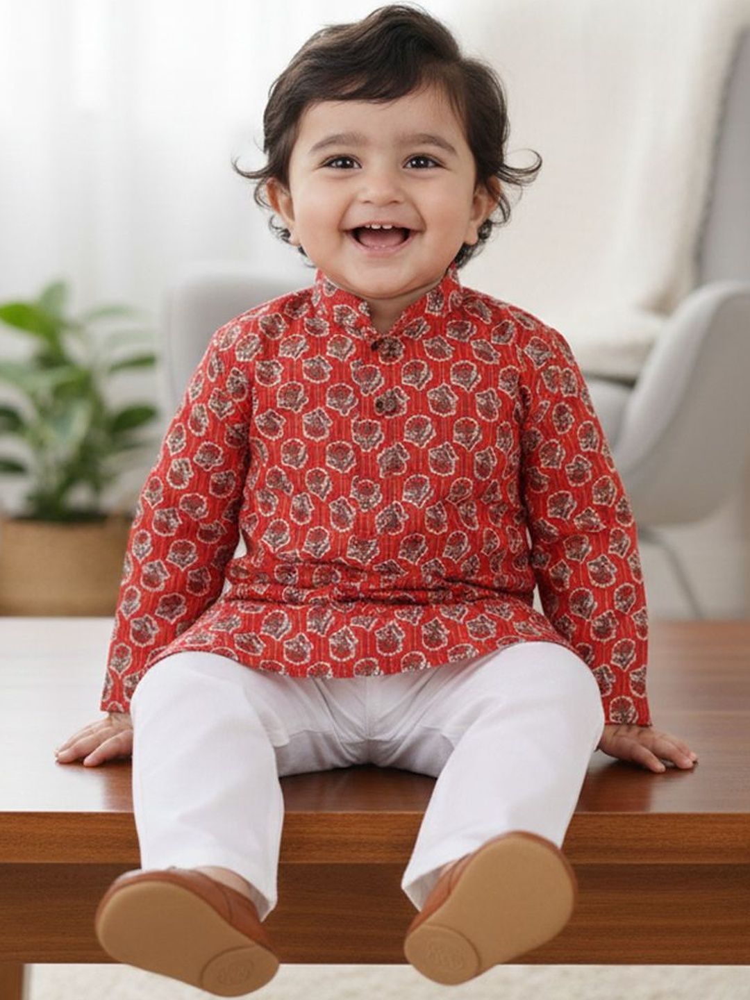 Sangria Infant Boys Floral Printed Pure Cotton Kurta Sets-picture-49