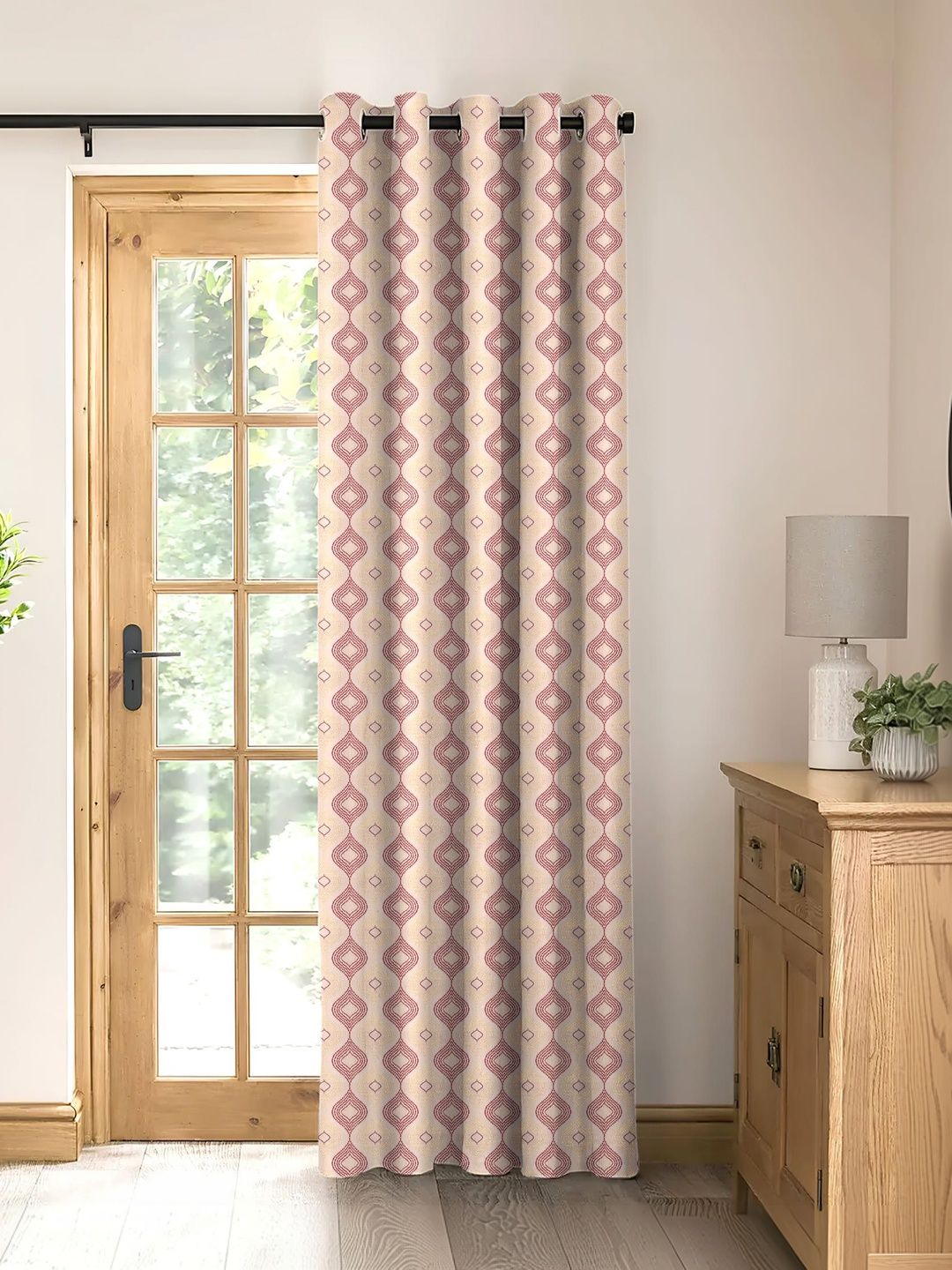 Raymond Home Red Set of 2 Geometric Door Curtain-picture-56