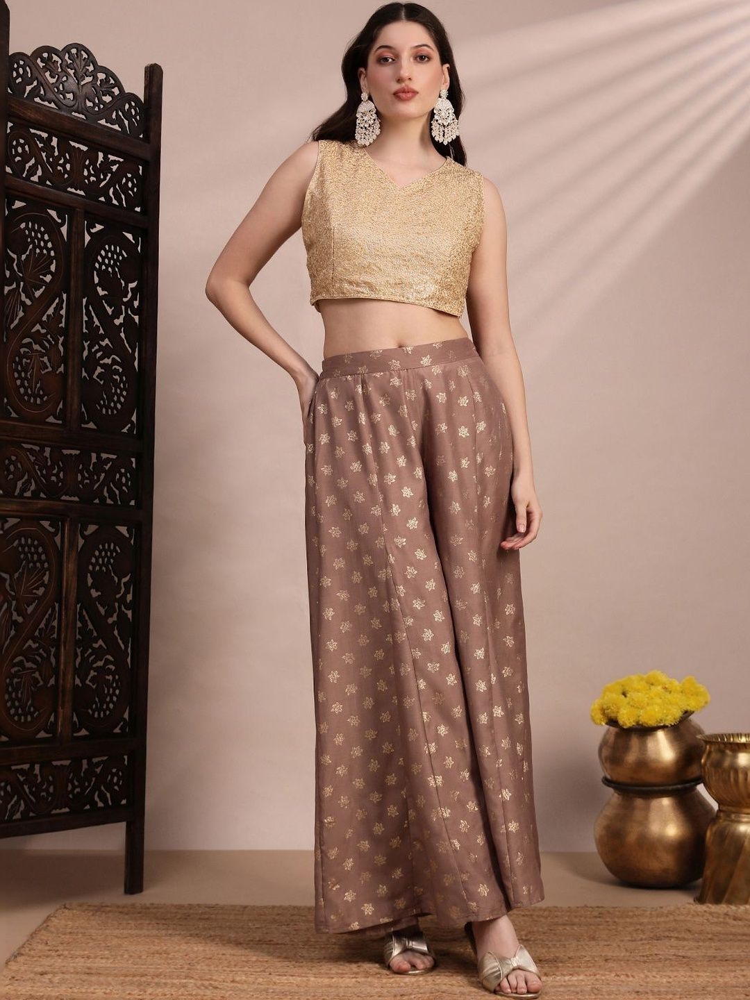 Globus Women Floral Printed Flared Palazzos-image-43