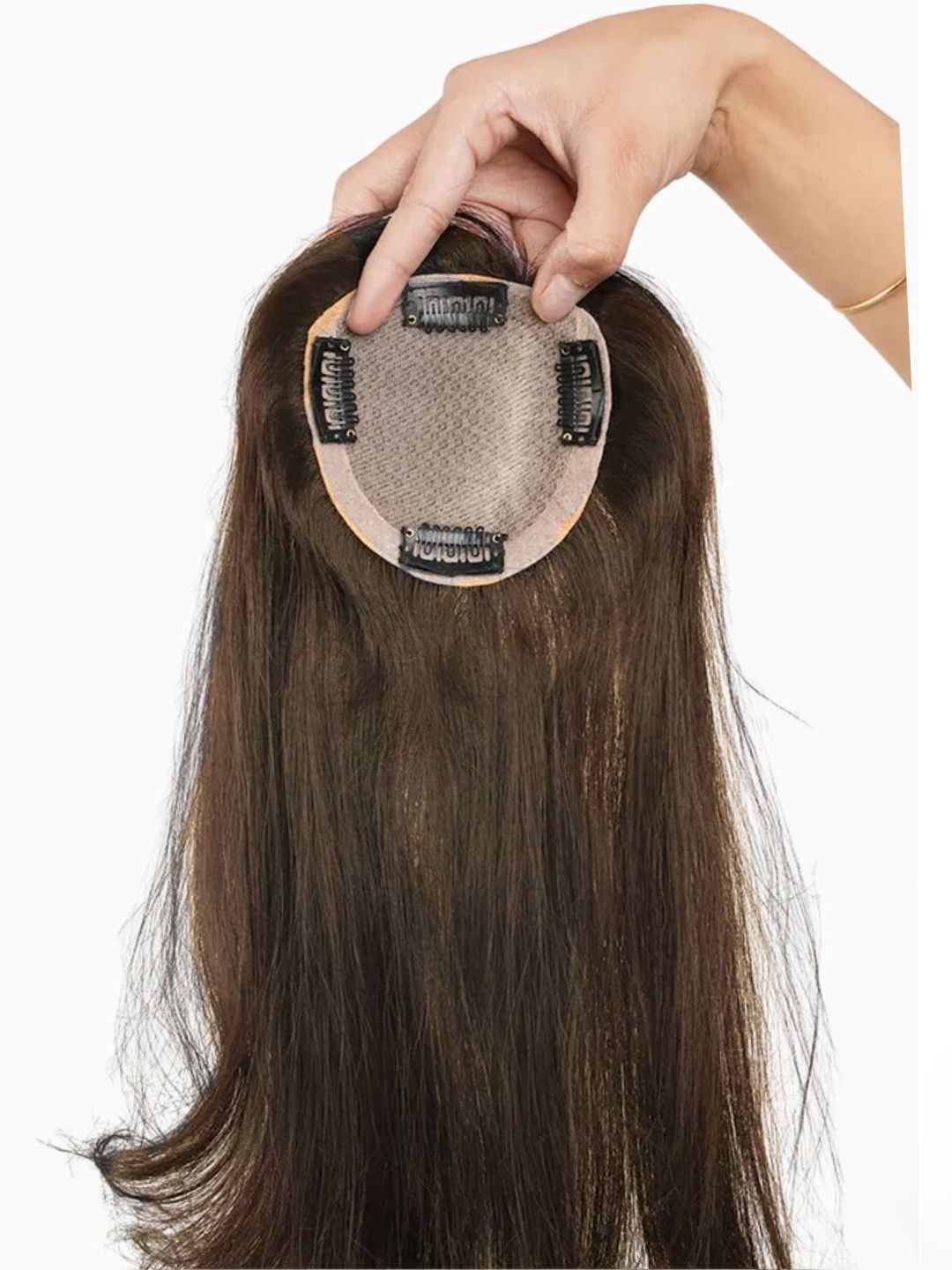 The Shell Hair Clip-In Straight Scalp Topper Hair Extensions - Brown - 18 inches-picture-49