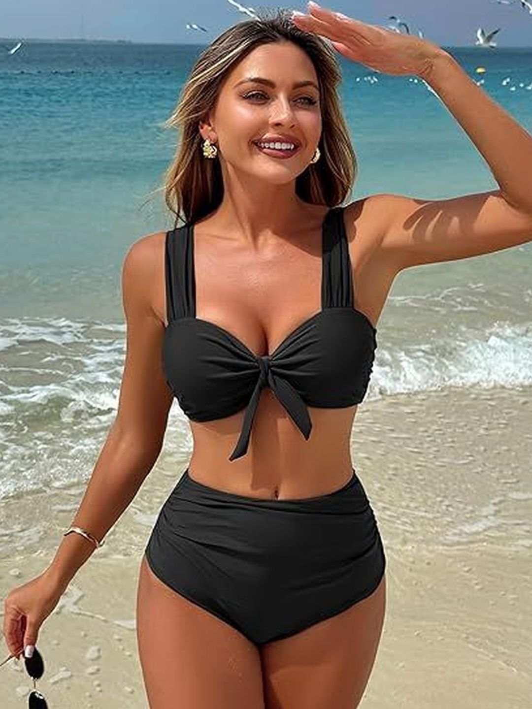 Russian Shoulder Straps Swim Bikini Set-image-9