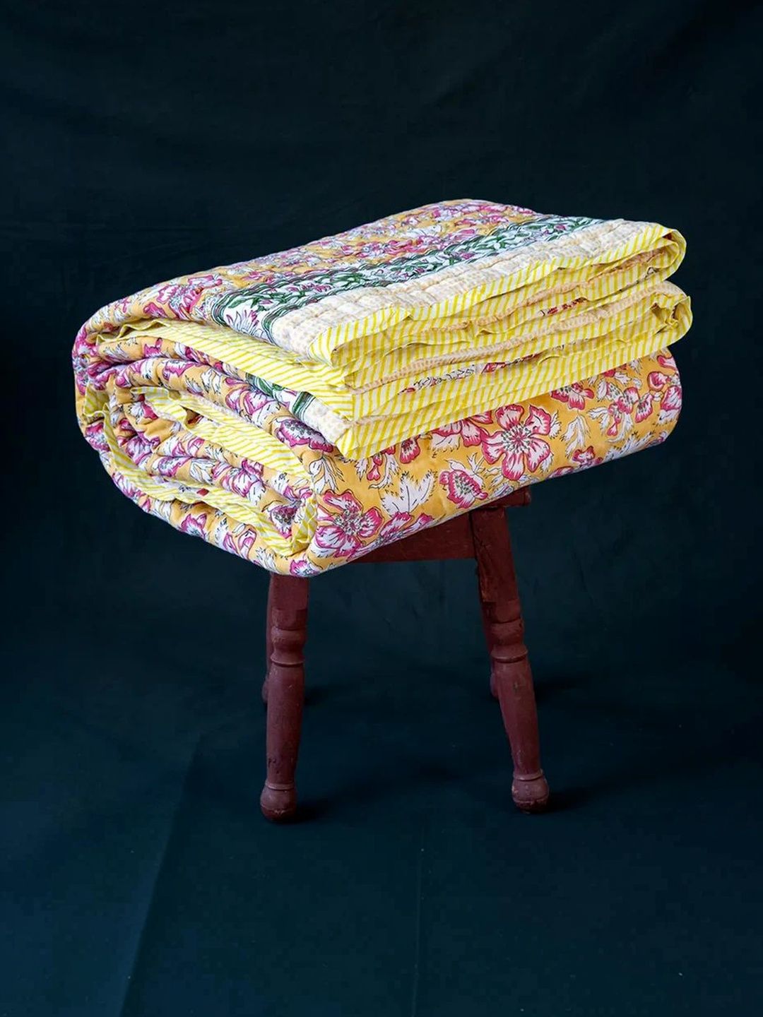 The Jaipur Wala Yellow Floral Quilt-image-42