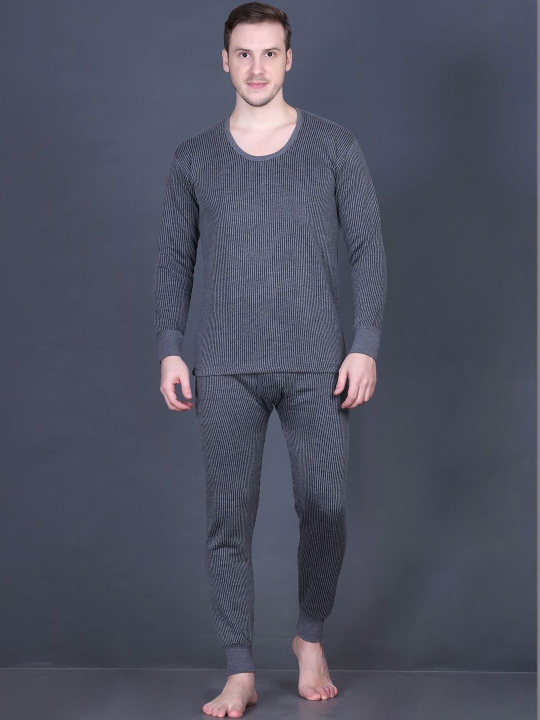 GODFREY Striped Round Neck Thermal Set