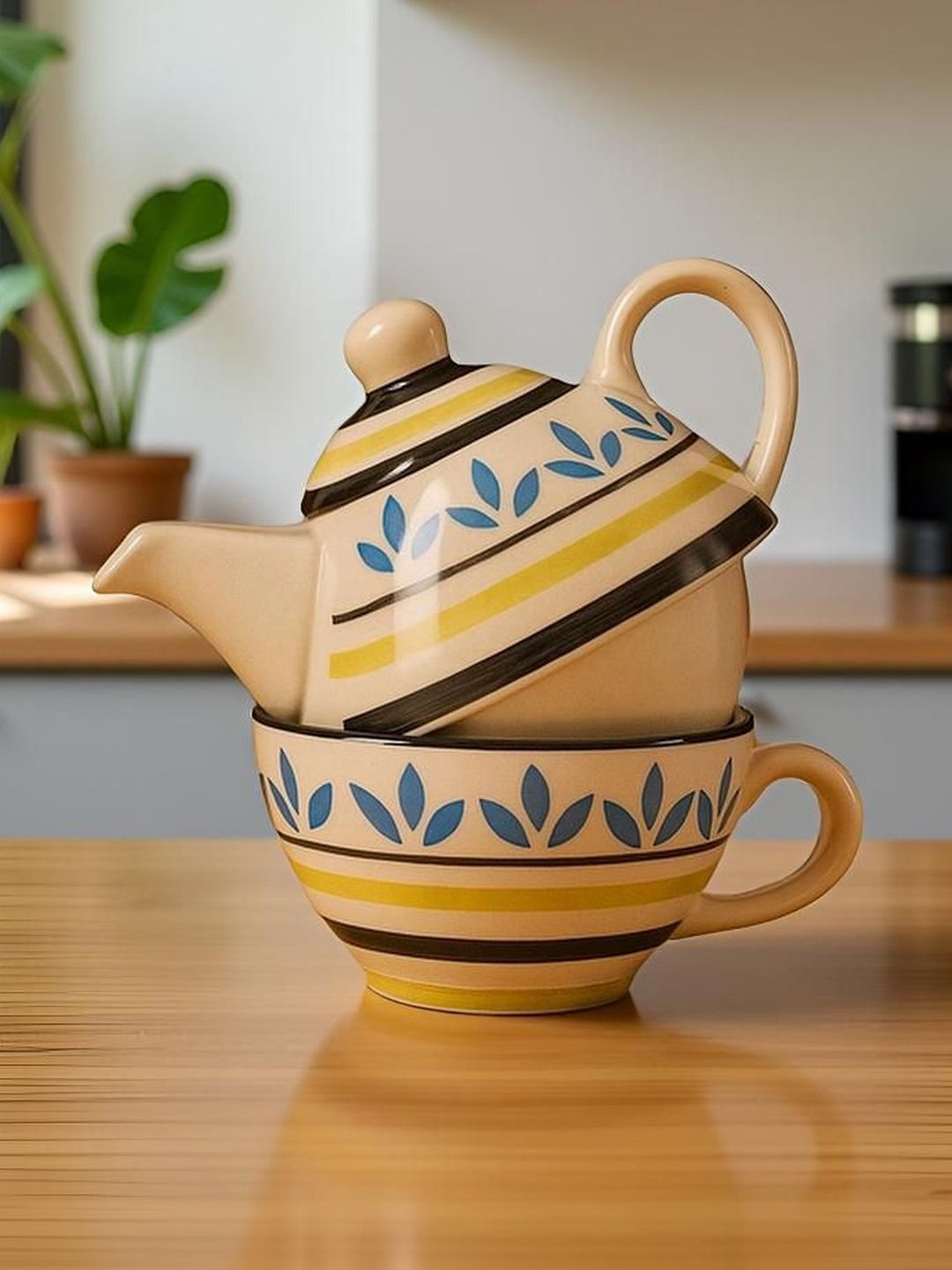 HINDUSTANI SAUDAGAR Solid Ceramic Glossy Kettle Set of Cups and Mugs-image-17