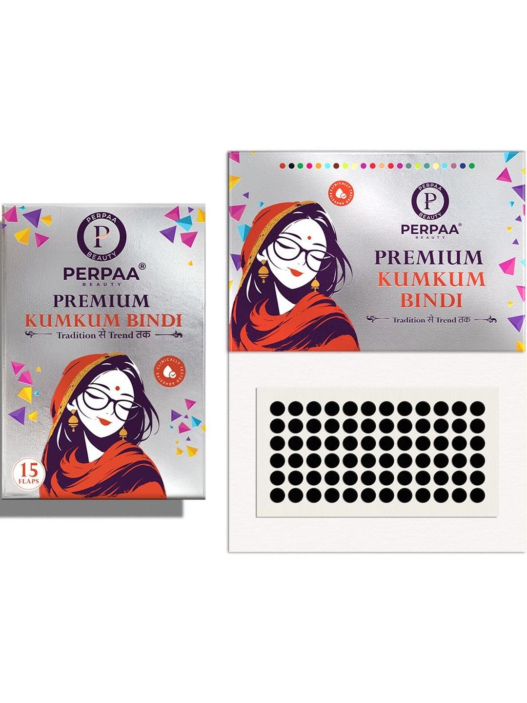 PERPAA Set Of 15 Velvet Sticker Kumkum Round Bindi-picture-23