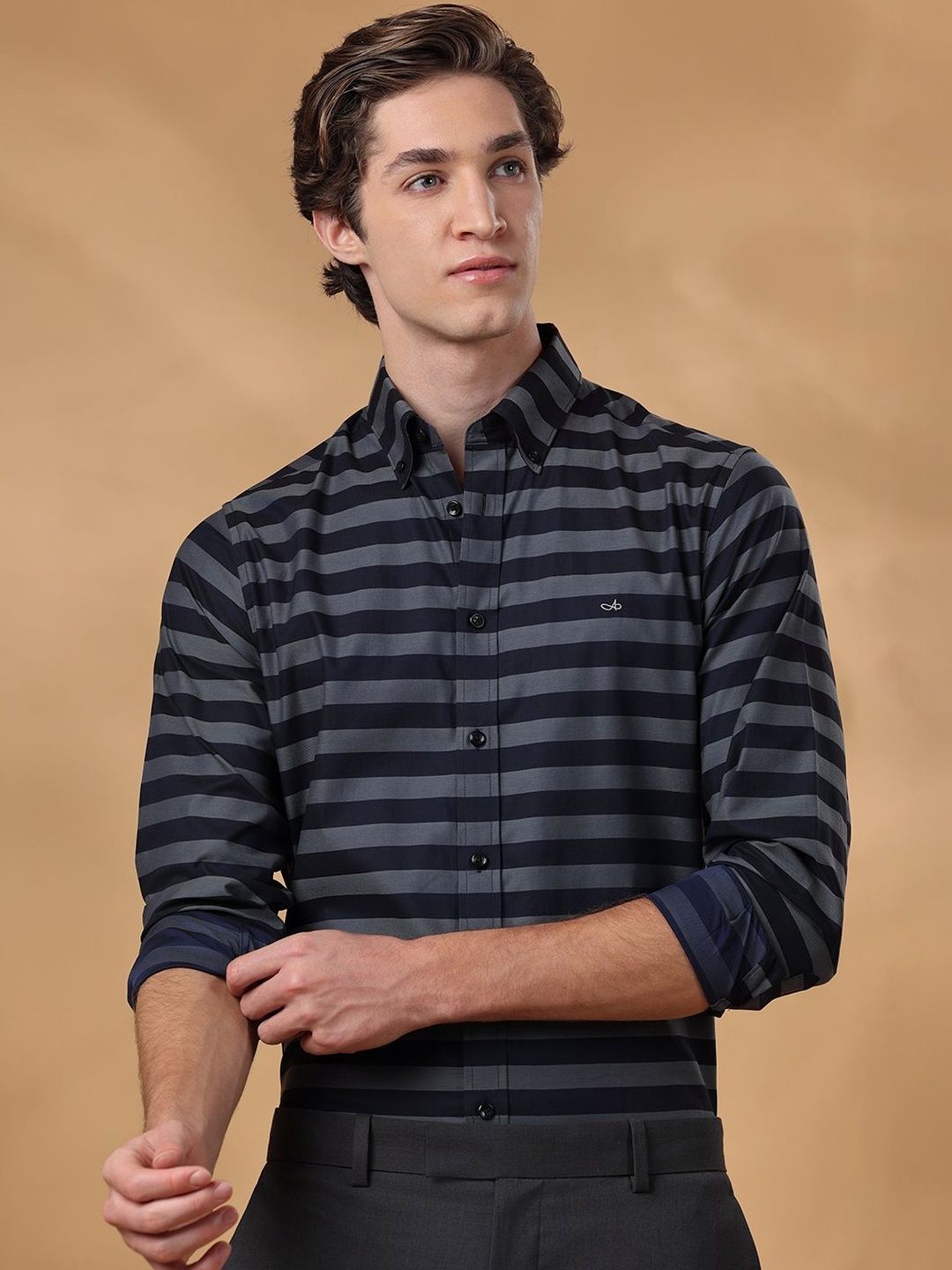 Aldeno Men Standard Horizontal Stripes Striped Casual Shirt-picture-23