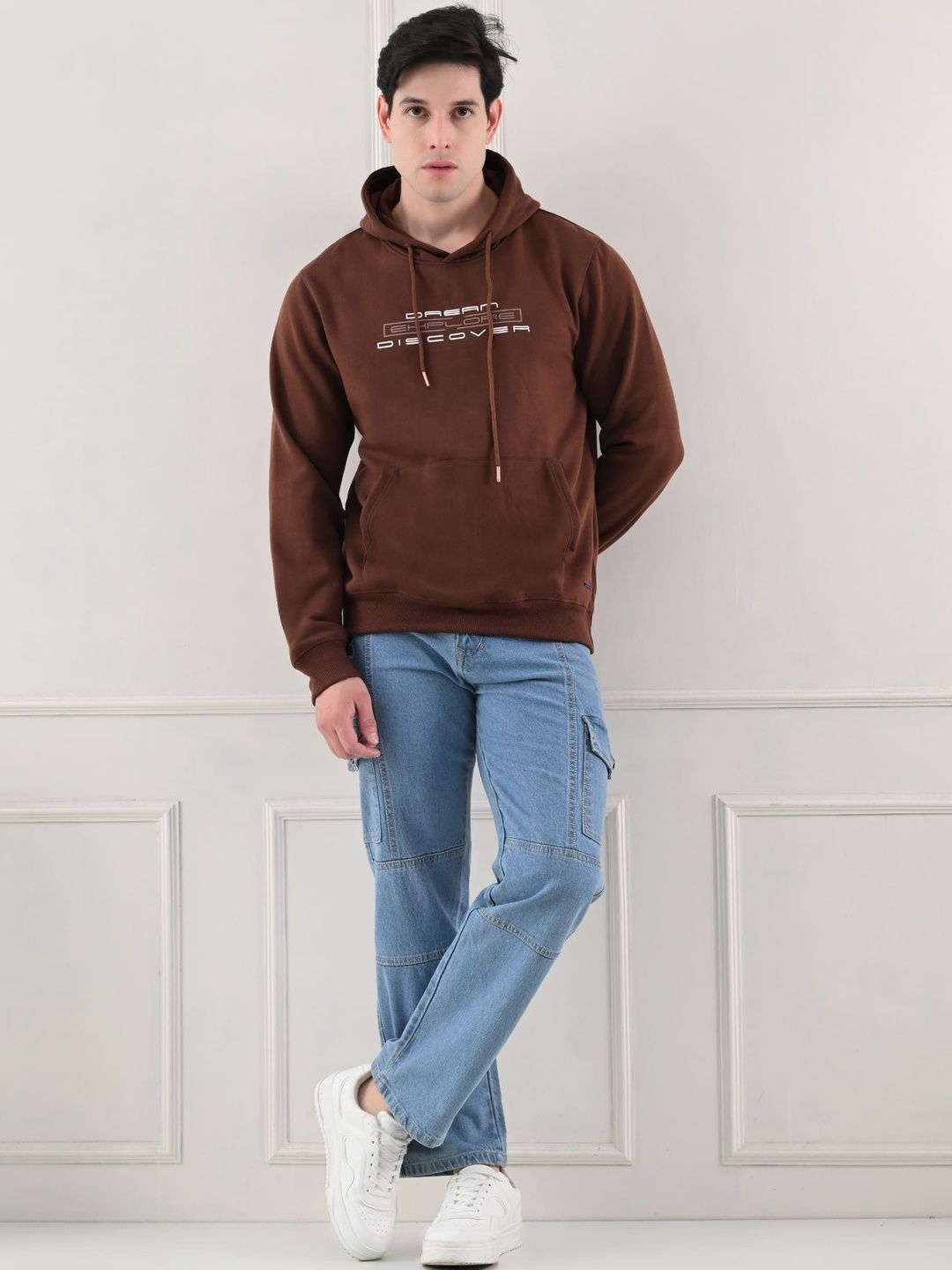 The Roadster Lifestyle Co Printed Fleece Hooded Pullover Sweatshirts-picture-43