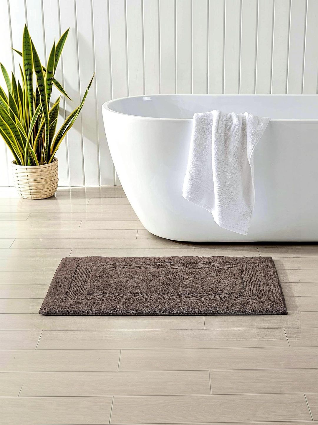 enera Brown Textured 3000 GSM Anti-Skid Bath Rug-image-37