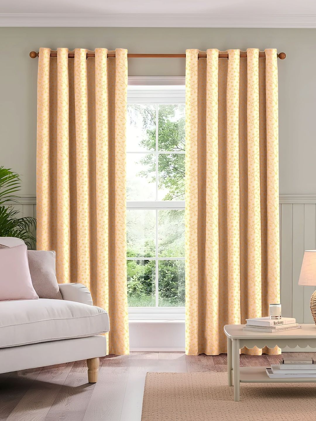 Raymond Home Mustard Set of 2 Floral Window Curtain-image-35