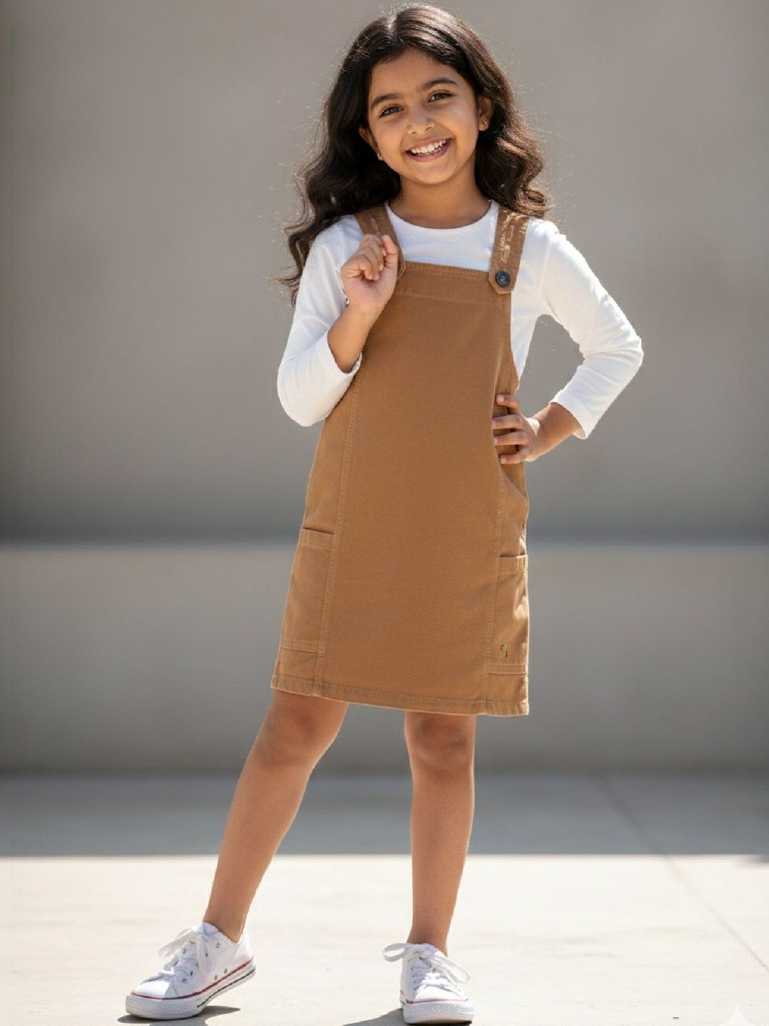 Knit N Knot Girls Above Knee Denim Dungarees-picture-38