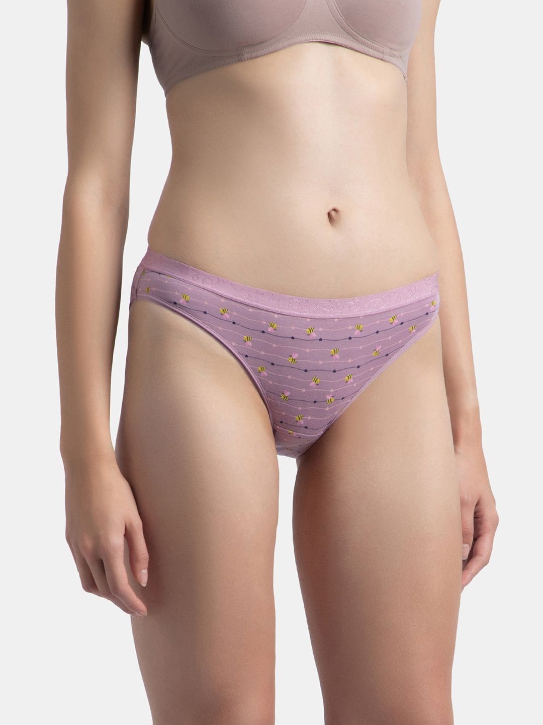 Jockey Pack Of 3 Printed Cotton Mid Waist With StayFresh Treatment Bikini Briefs-image-17