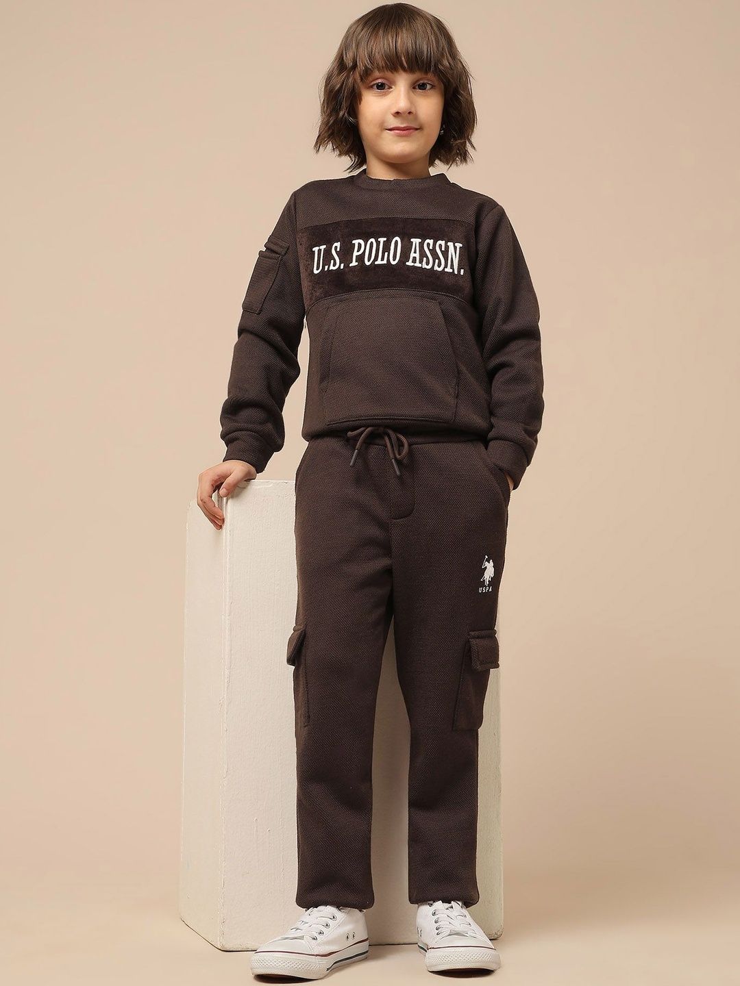 U.S. Polo Assn. Kids Boys Textured Pure Cotton Track Pants-picture-48