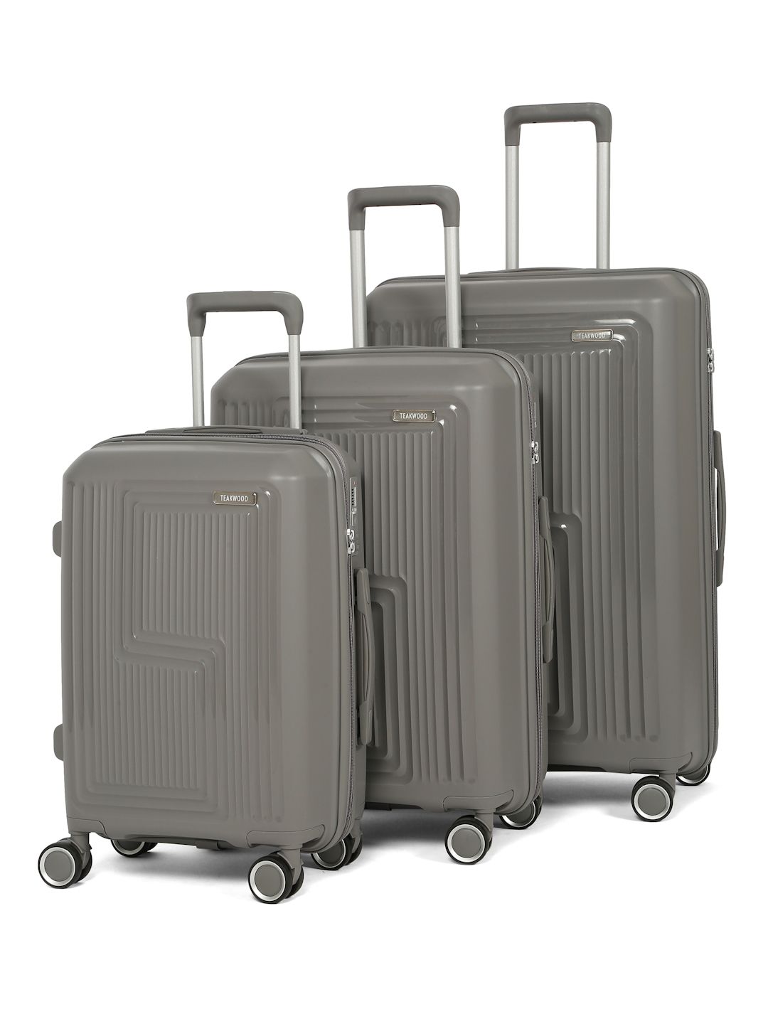 Teakwood Leathers Unisex Set Of 3 Textured Hard Suitcase Trolley Bags- 191L-image-16