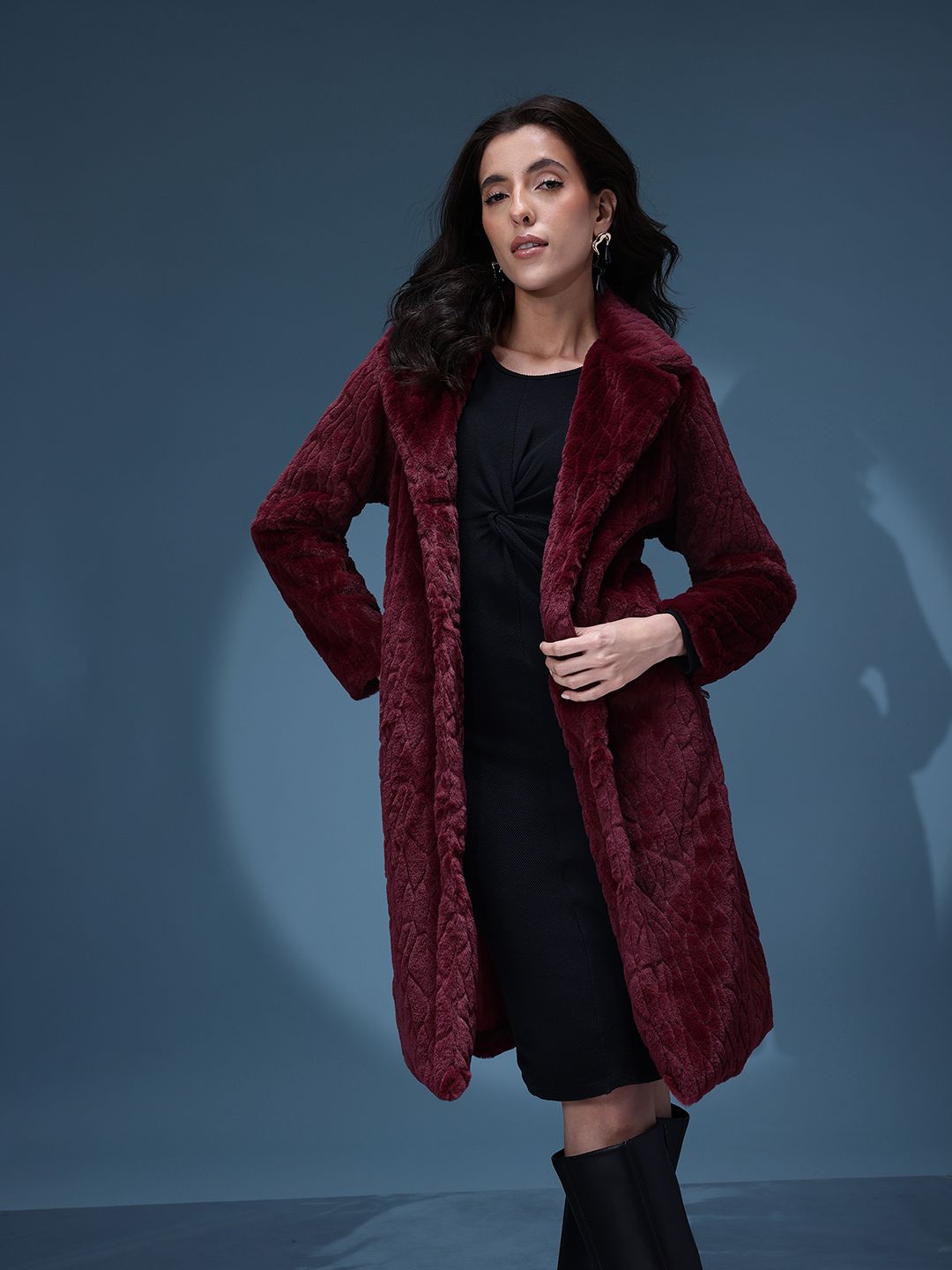 bebe Faux Fur Overcoat with Belt-picture-43