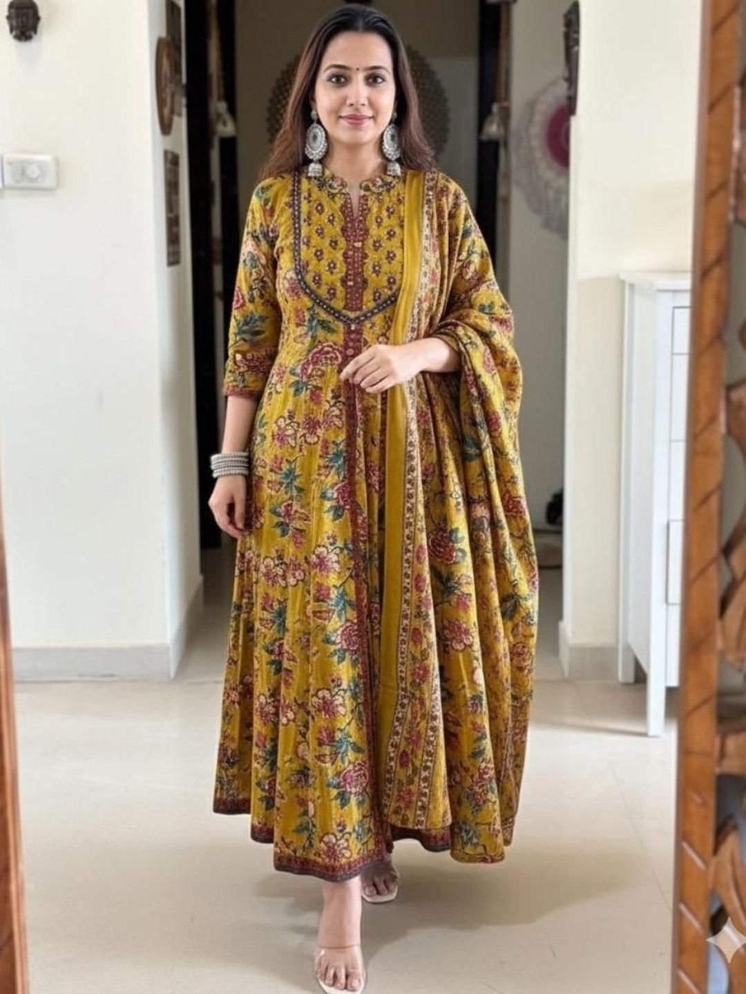 MILAAV Women Floral Printed Panelled Kurta with Trousers & With Dupatta-picture-35