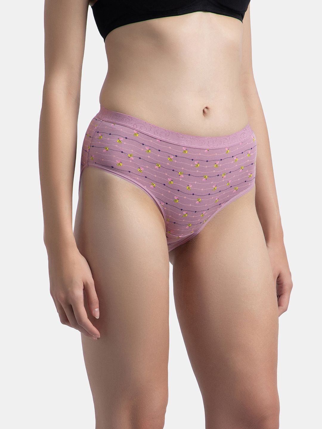Jockey Pack Of 3 Printed Combed Cotton Mid Waist With Exposed Waistband Hipster Briefs-image-38