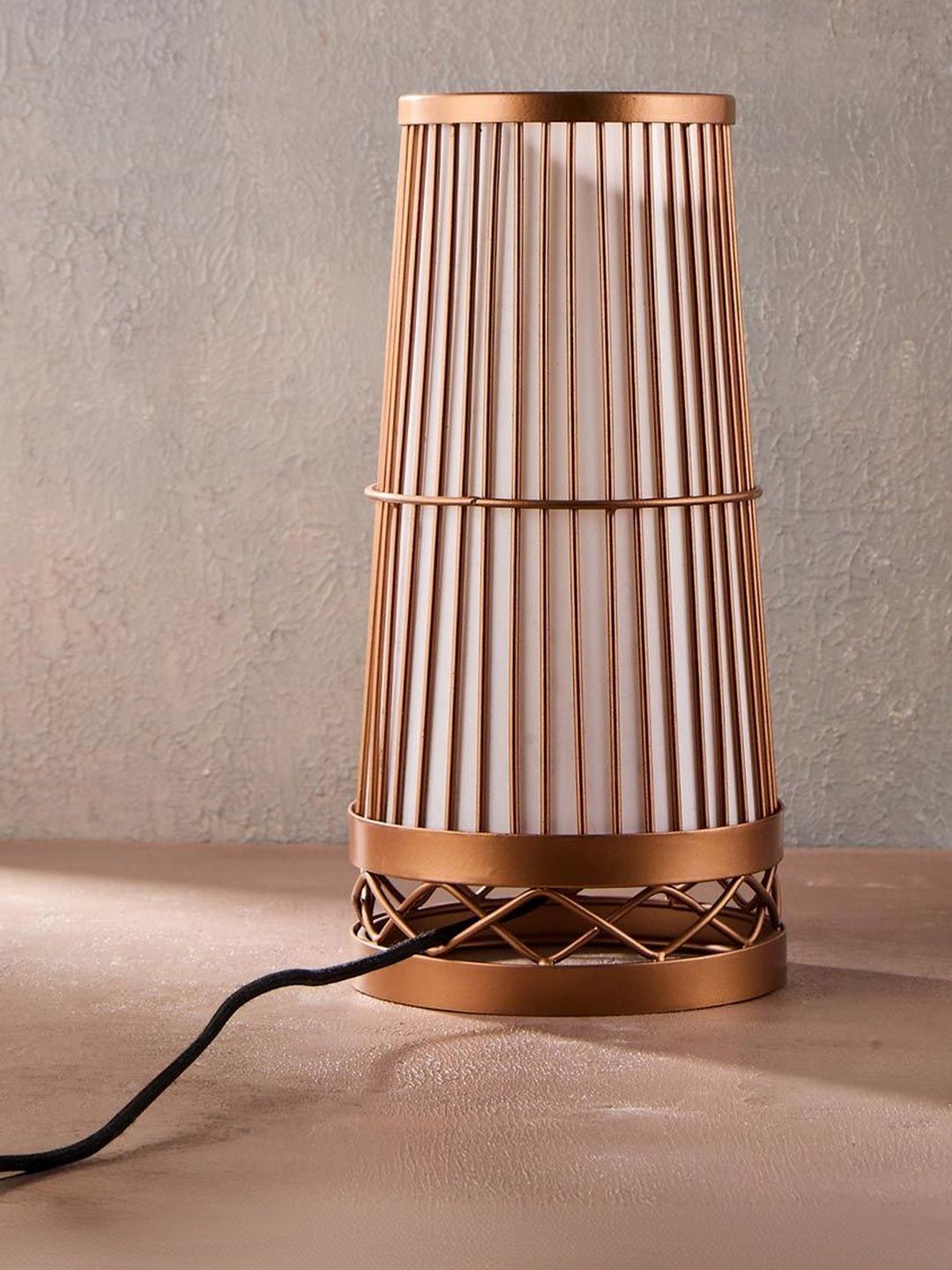 Fabindia Viransha Copper-Toned Abstract Shaped Table Lamp-image-34