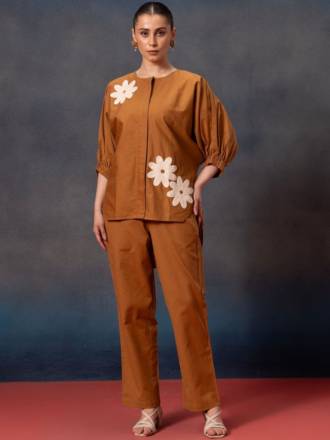 Bannos Swagger Printed Round Neck Top With Trousers Co-Ords Set-picture-29