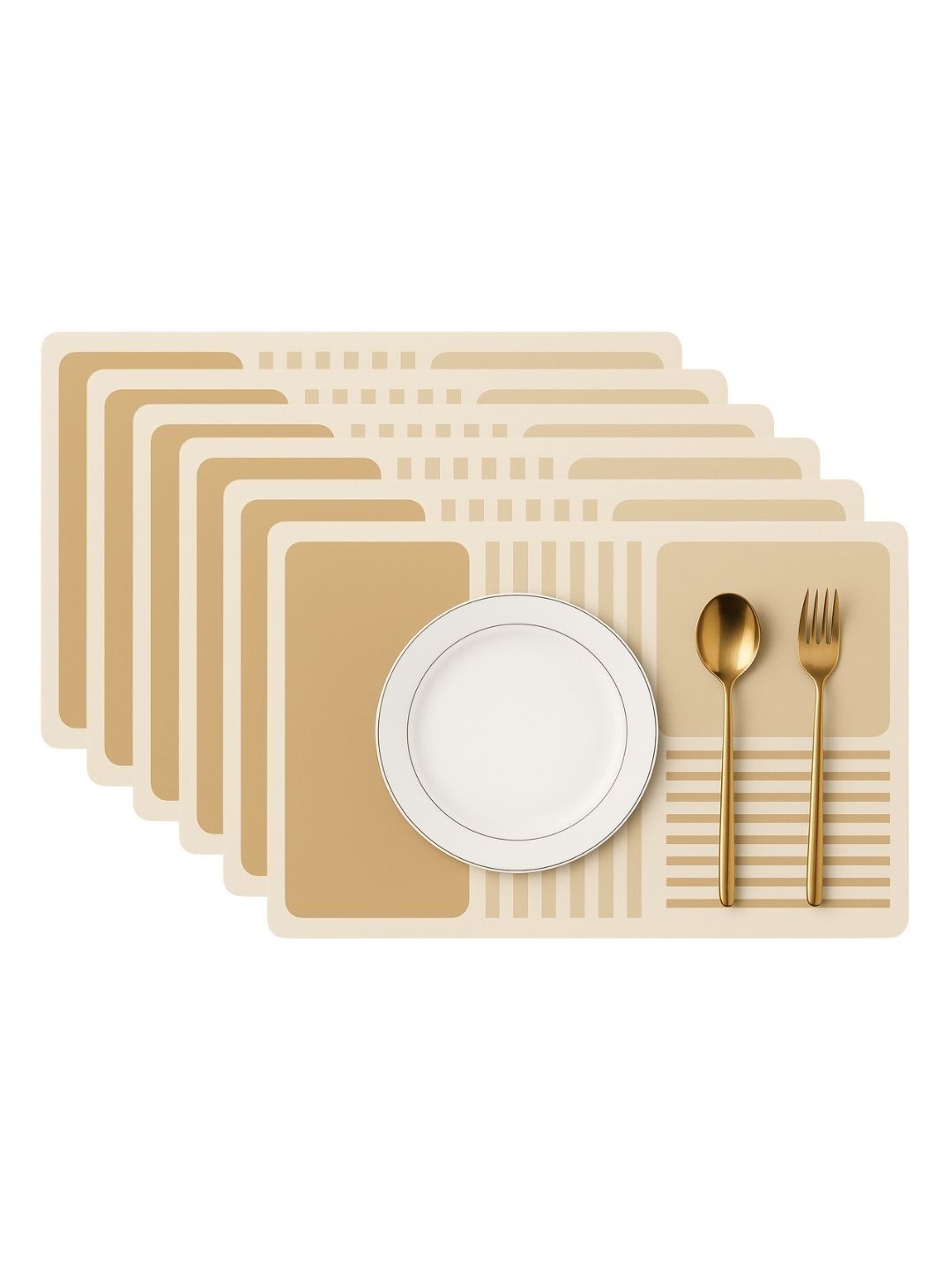 YELONA 6Pcs Sand-Yellow Patterned Waterproof Heat-Resistant Anti-Slip Table Placemats-picture-19