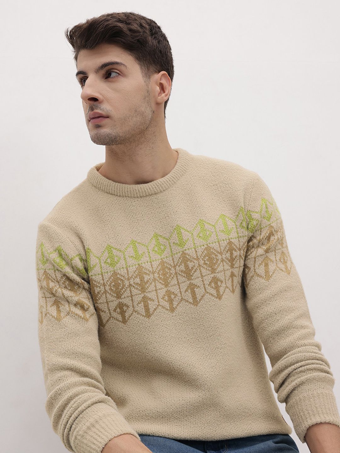 The Roadster Life Co. Geometric Self Design Pullover-picture-31