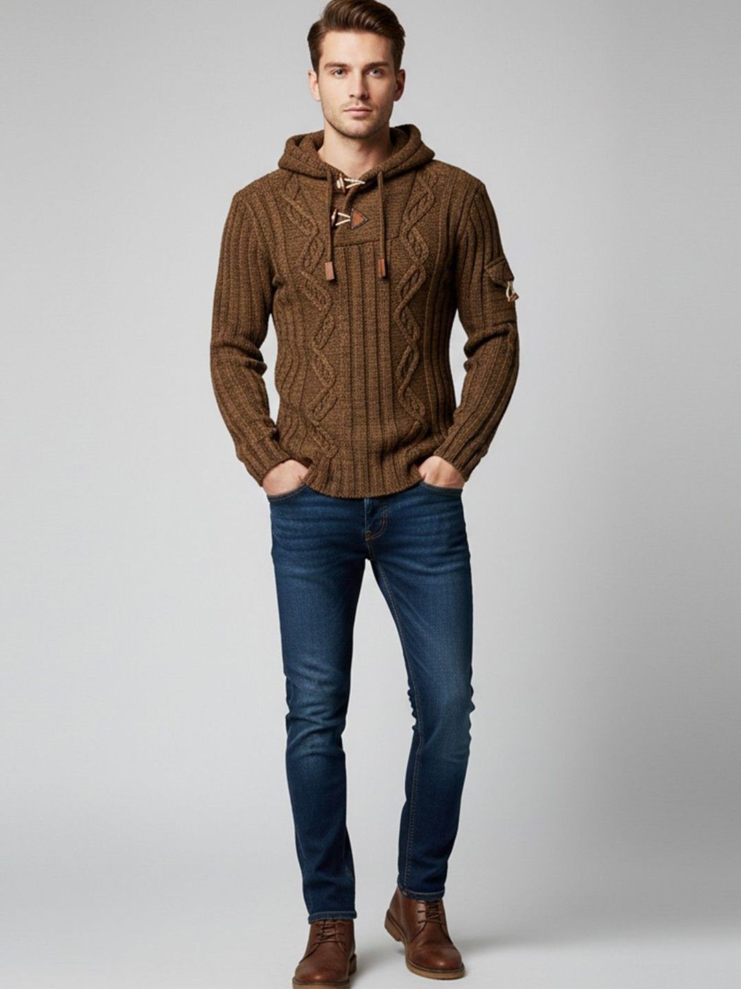 Mast & Harbour Men Cable Knit Pullover-picture-17