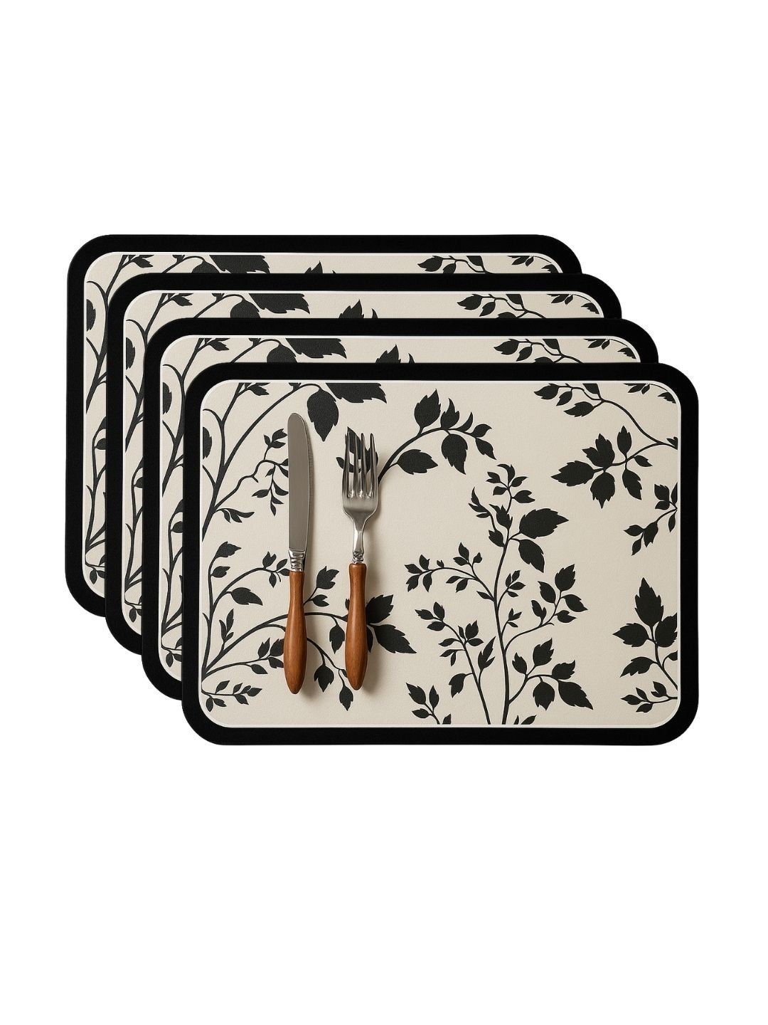 Myntra Elegant Homes 4Pcs Beige & Black Patterned Waterproof Anti-Slip Table Placemats-picture-20